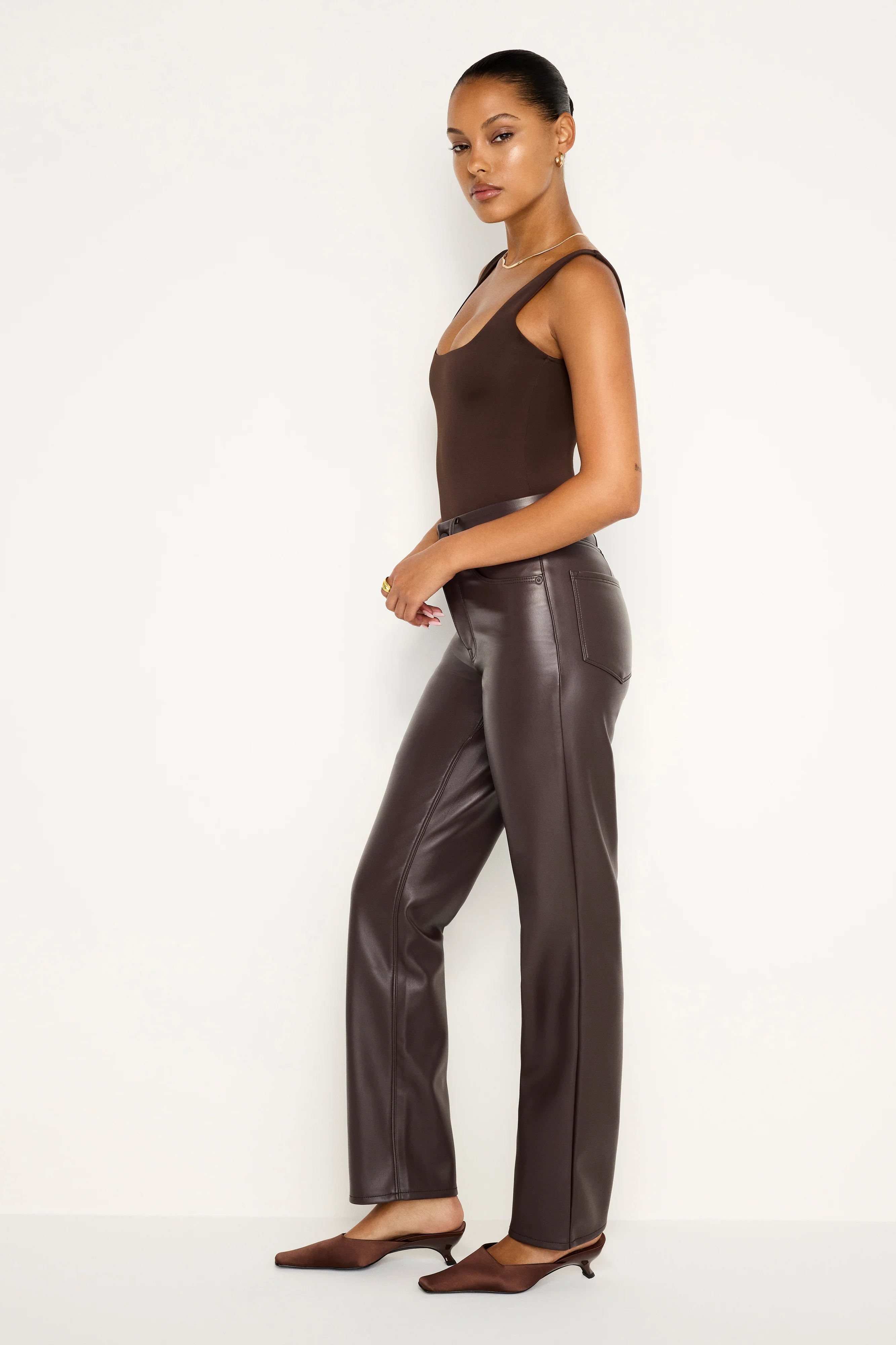 GOOD ICON FAUX LEATHER PANTS Bark003