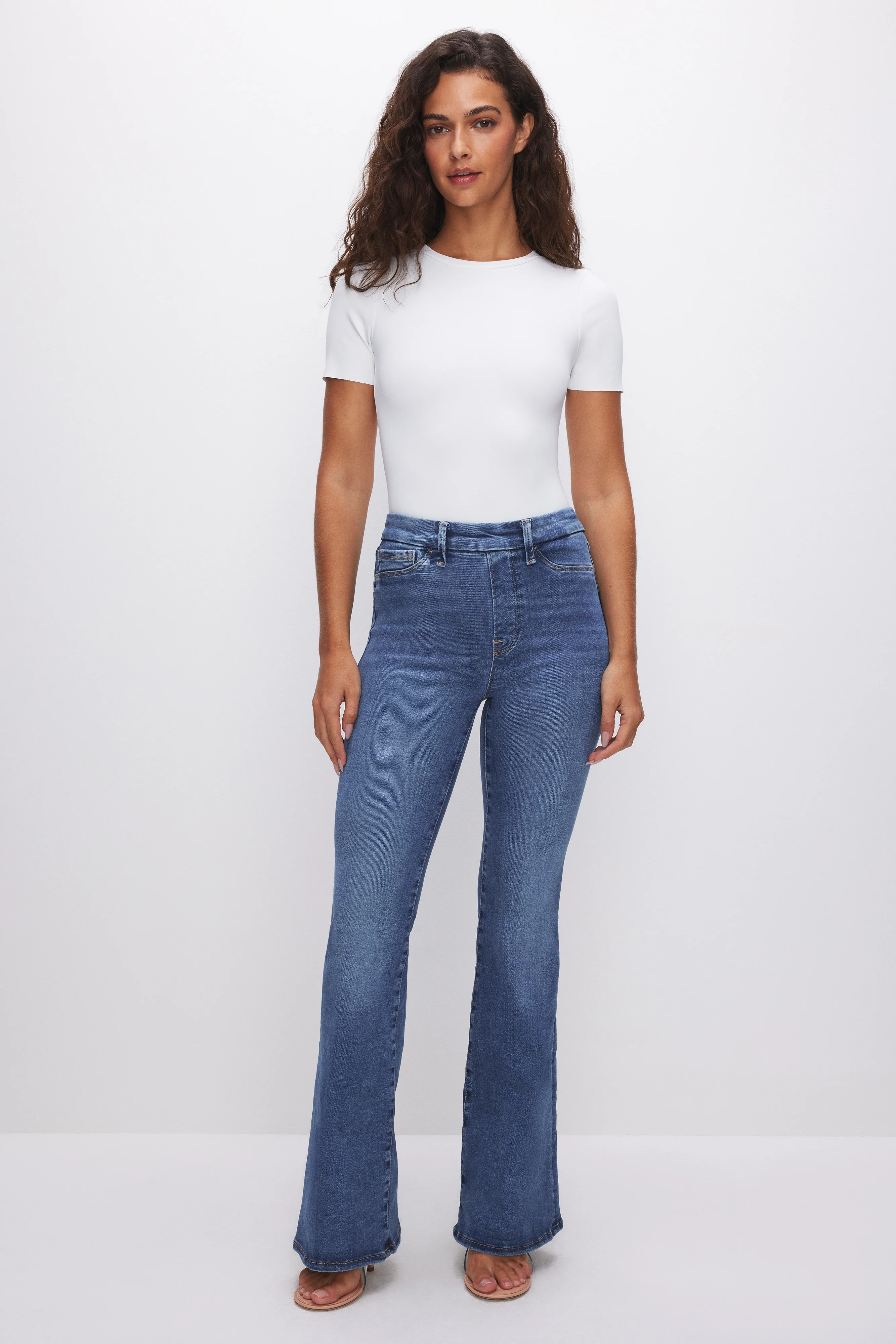 POWER STRETCH PULL-ON FLARE JEANS Indigo490