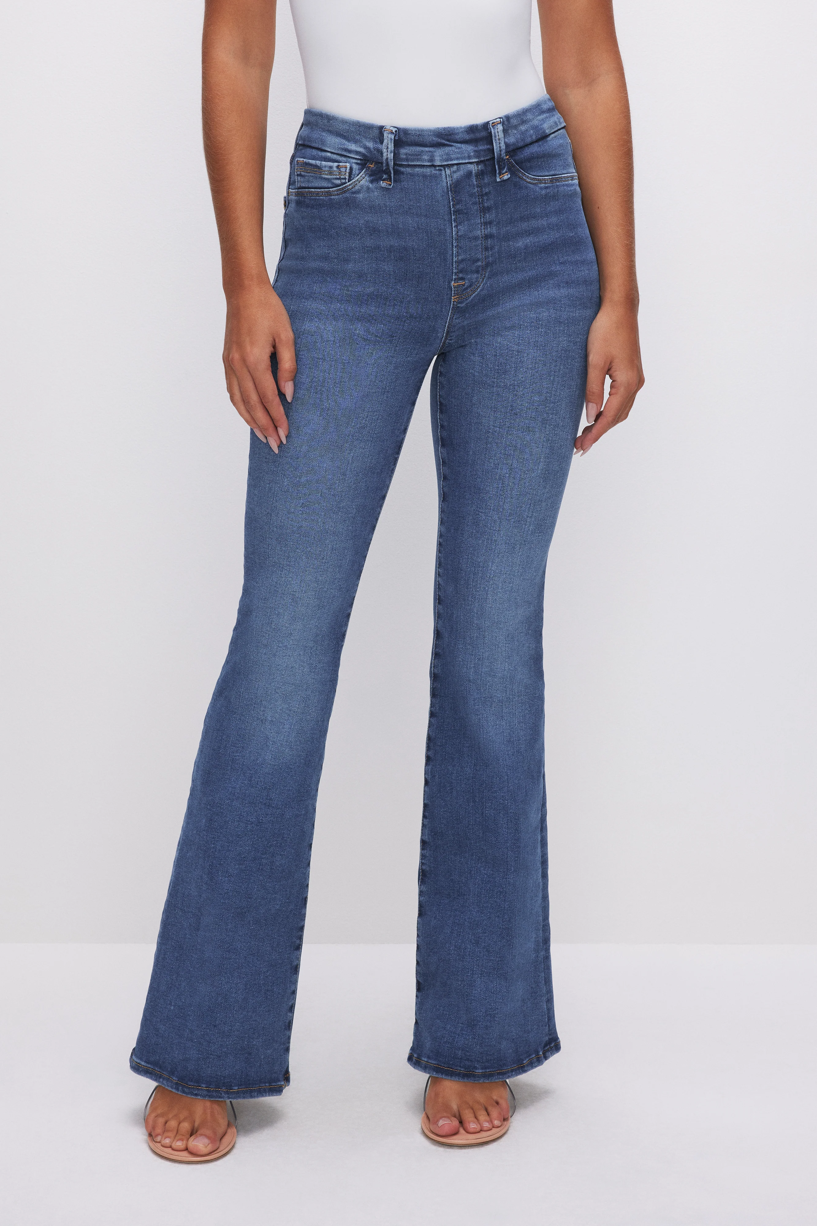 POWER STRETCH PULL-ON FLARE JEANS Indigo490 3 POWER STRETCH PULL-ON FLARE JEANS Indigo490