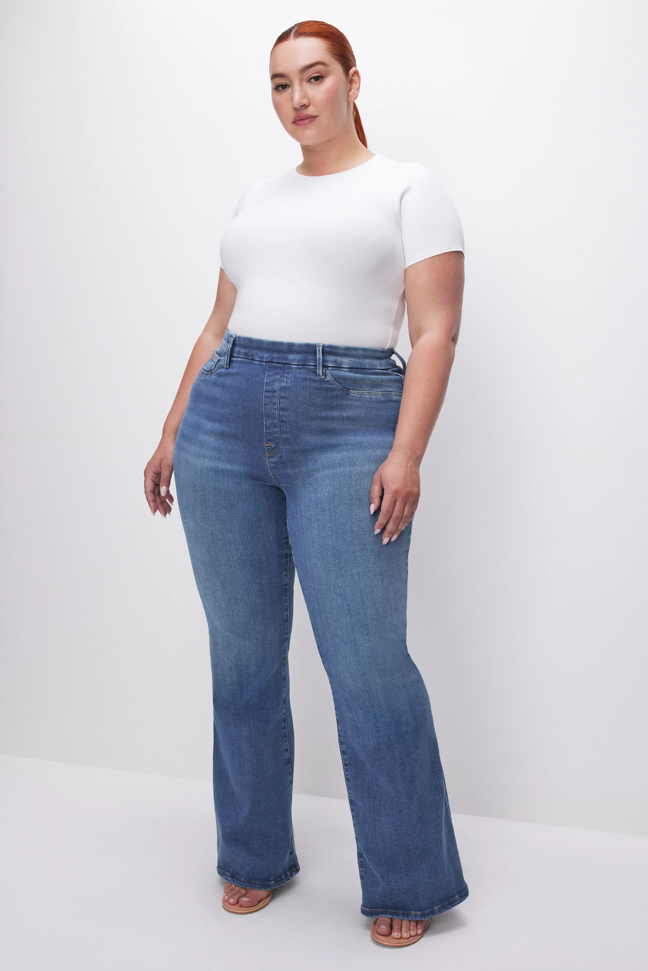 POWER STRETCH PULL-ON FLARE JEANS Indigo490 8 POWER STRETCH PULL-ON FLARE JEANS Indigo490