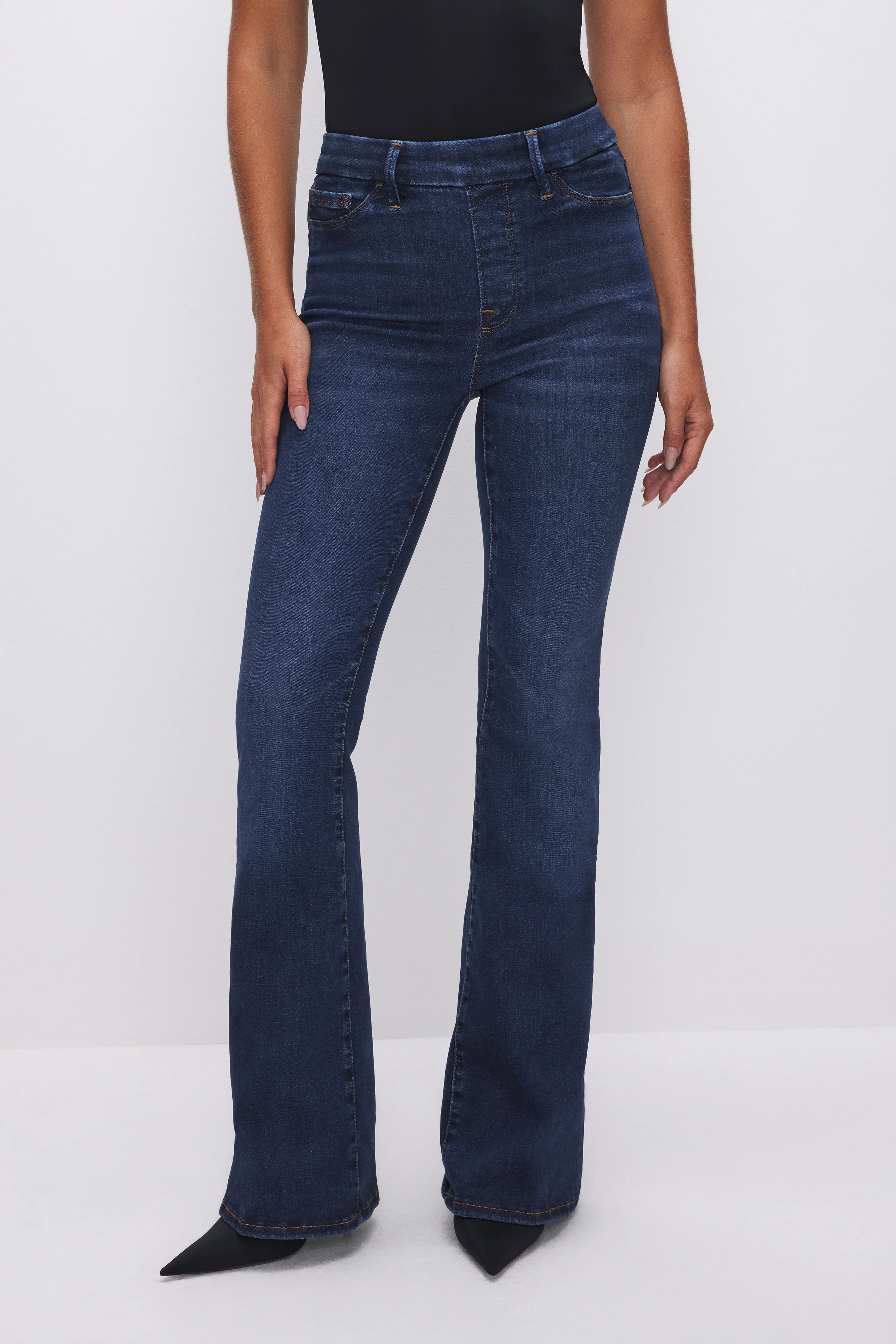POWER STRETCH PULL-ON FLARE JEANS Indigo491 3 POWER STRETCH PULL-ON FLARE JEANS Indigo491