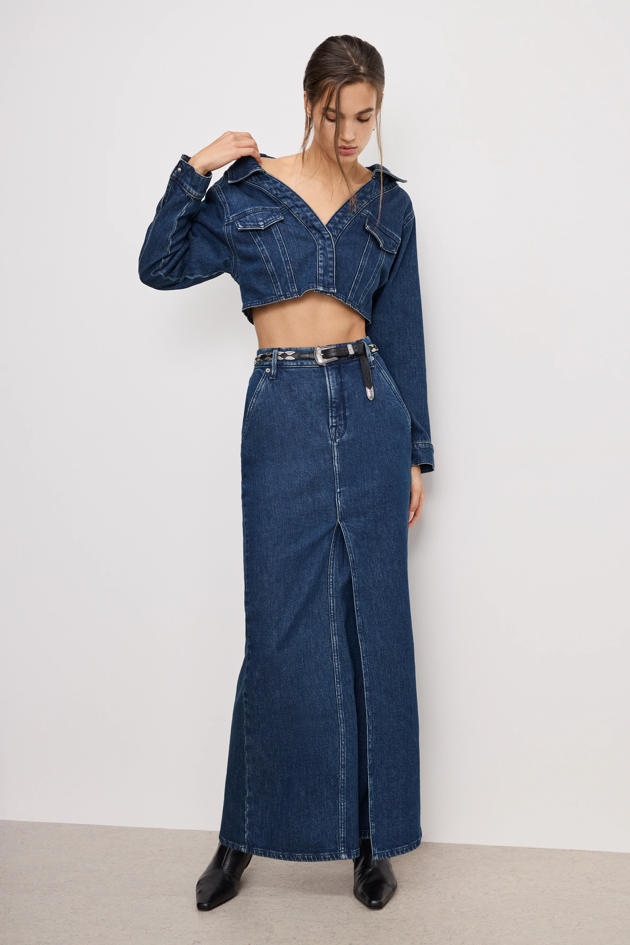 DENIM MAXI SKIRT Indigo724