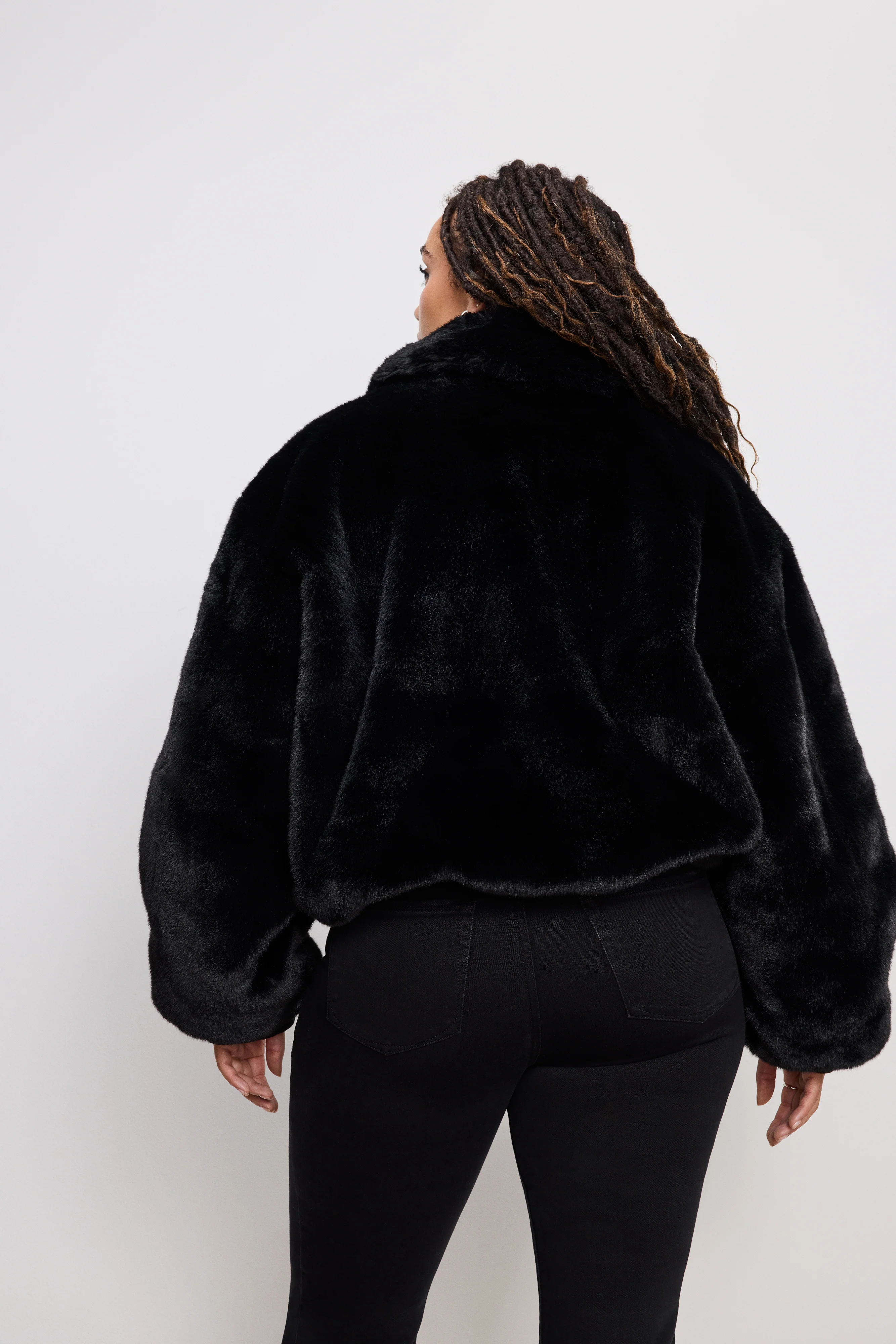 FAUX FUR COLLAR JACKET Black001 3 FAUX FUR COLLAR JACKET Black001