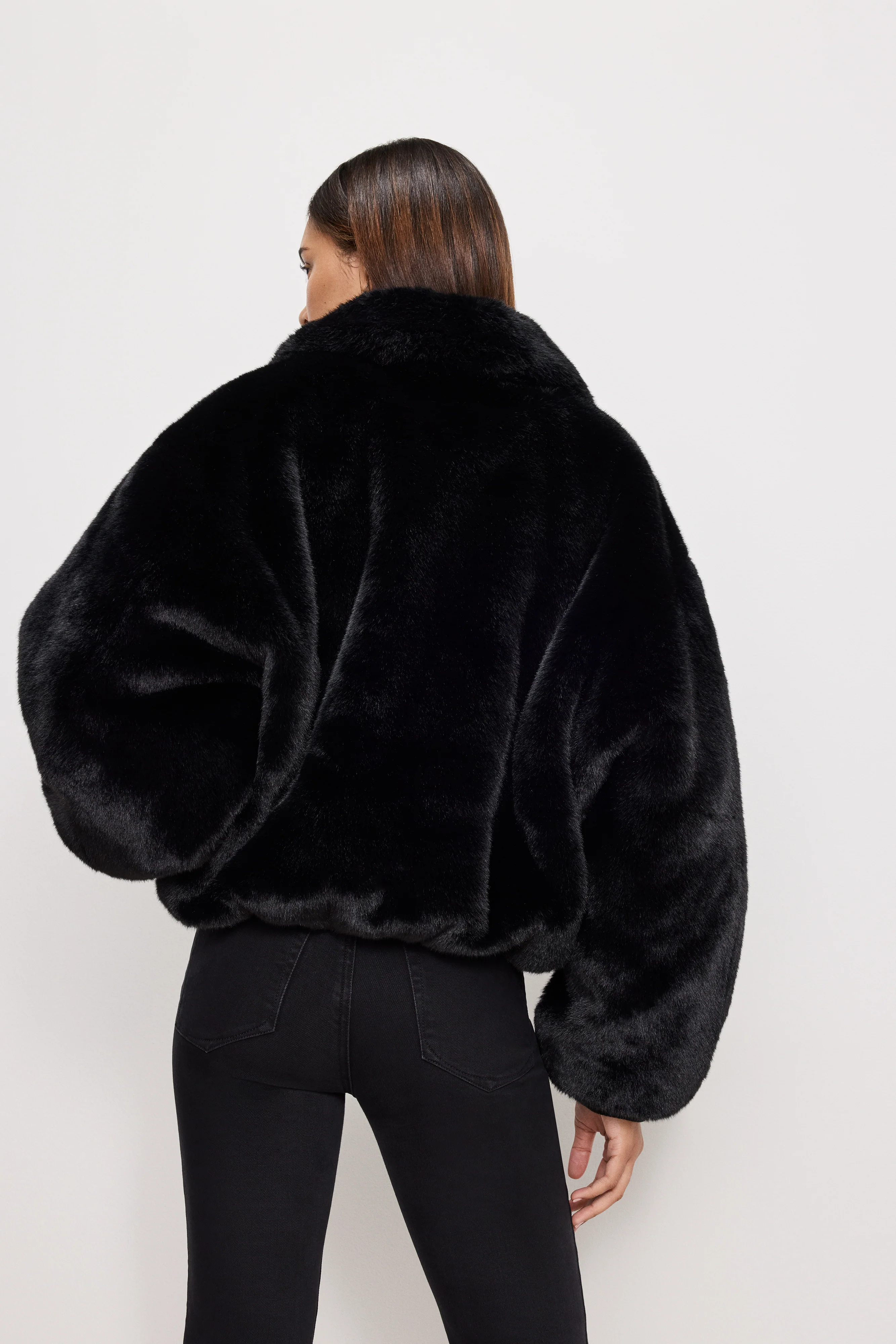 FAUX FUR COLLAR JACKET Black001 6 FAUX FUR COLLAR JACKET Black001