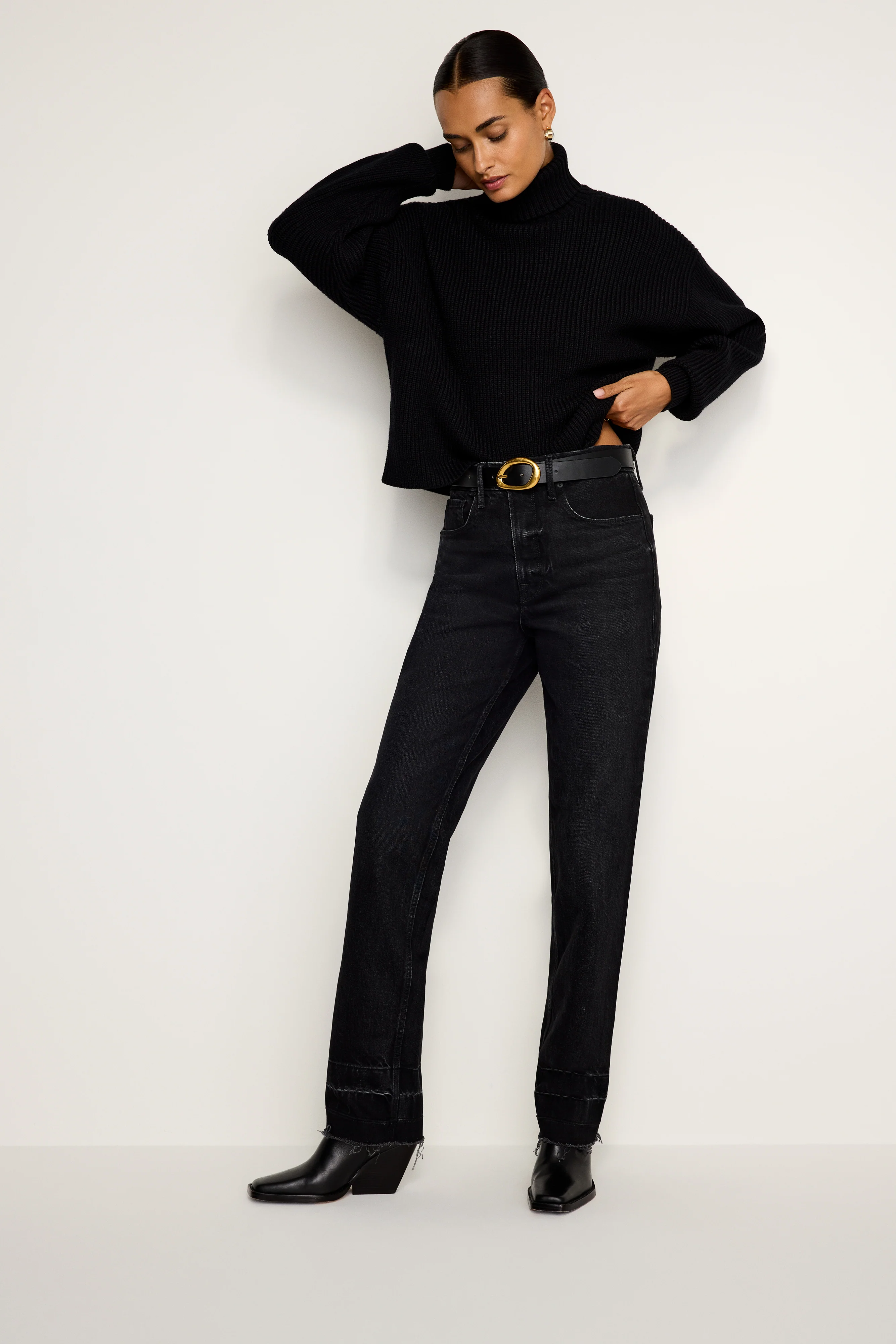 CLASSIC OVAL BUCKLE BELT Black001