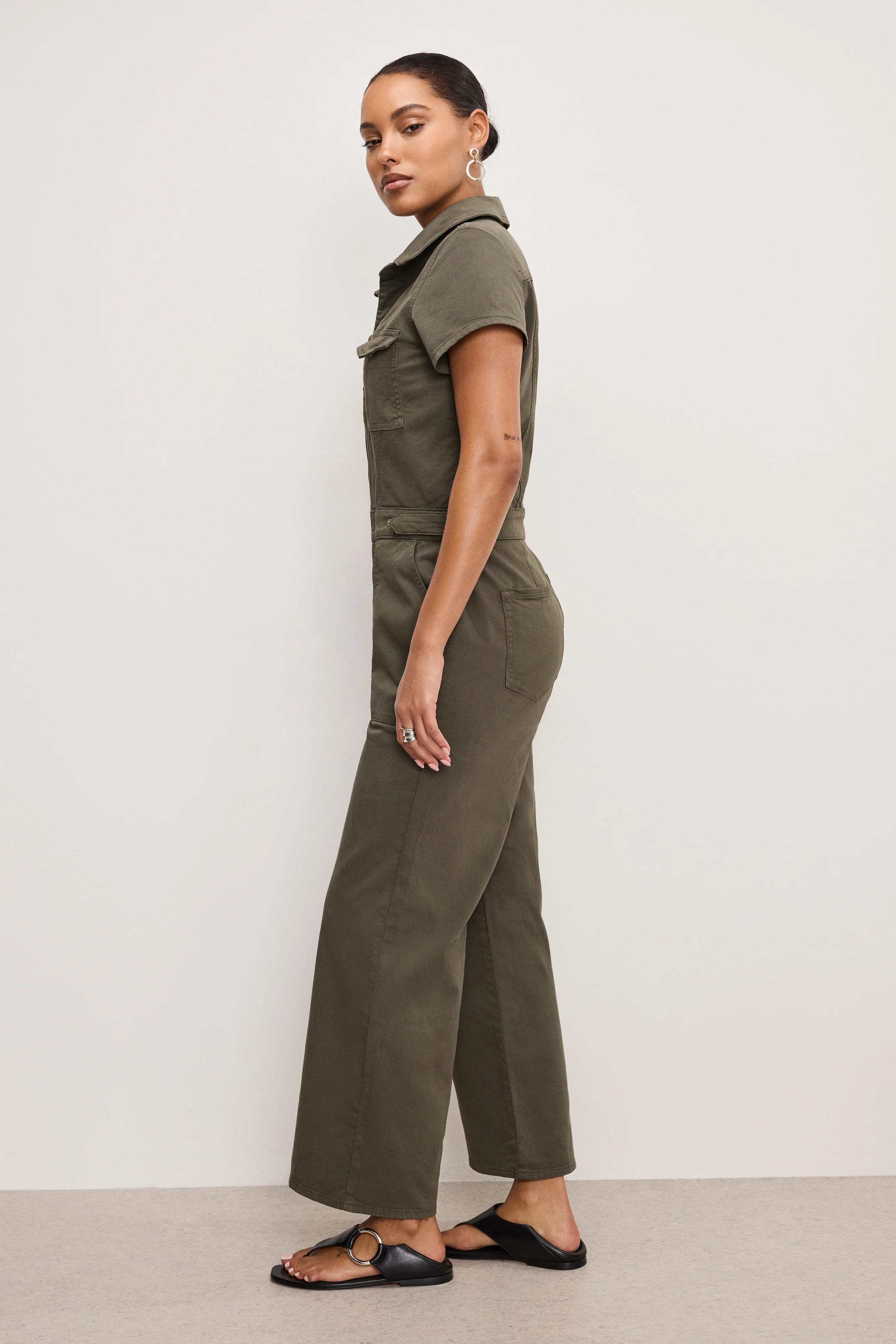 FIT FOR SUCCESS TWILL PALAZZO CROPPED JUMPSUIT Fatigue001