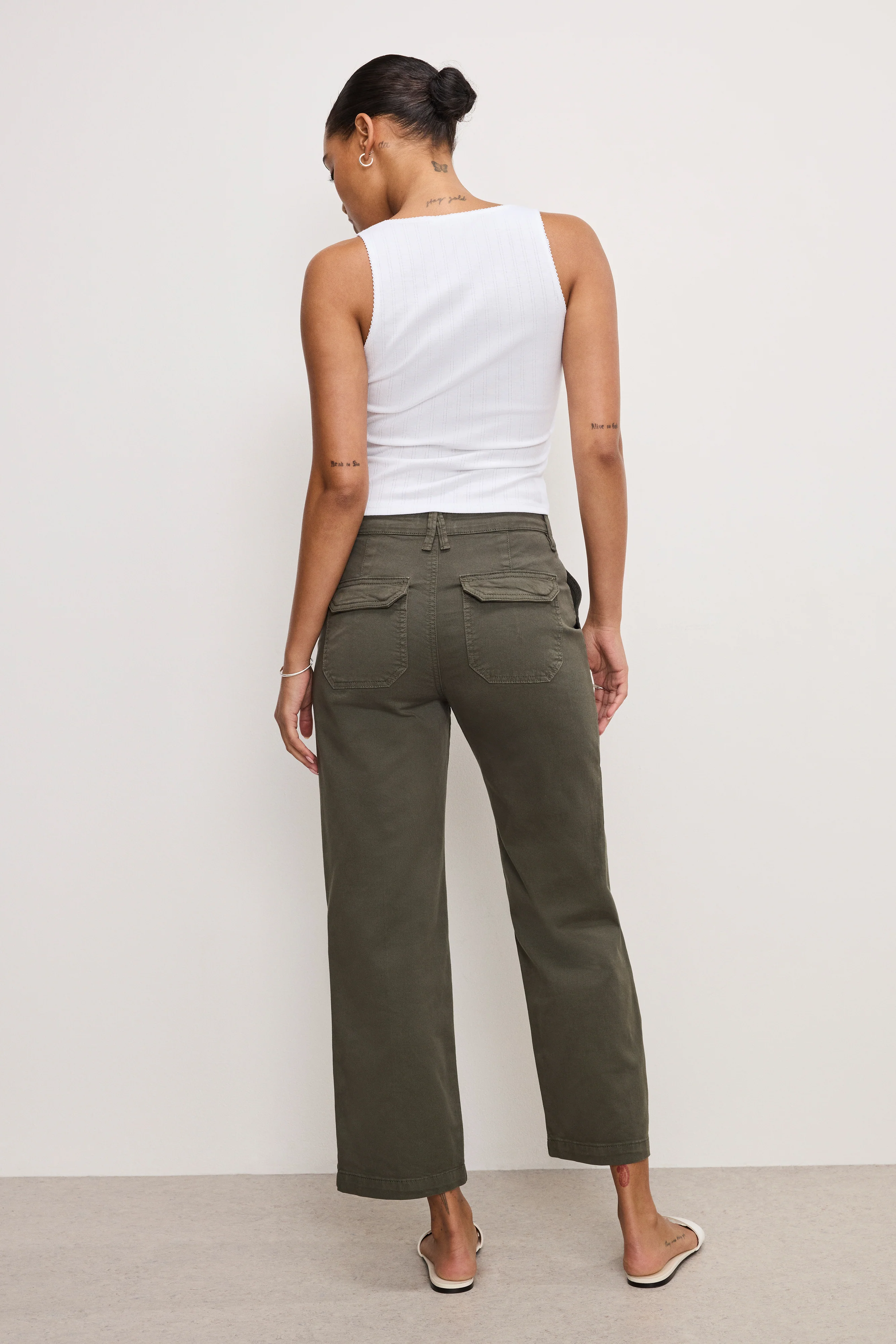 CARGO CROPPED TWILL PANTS Fatigue001