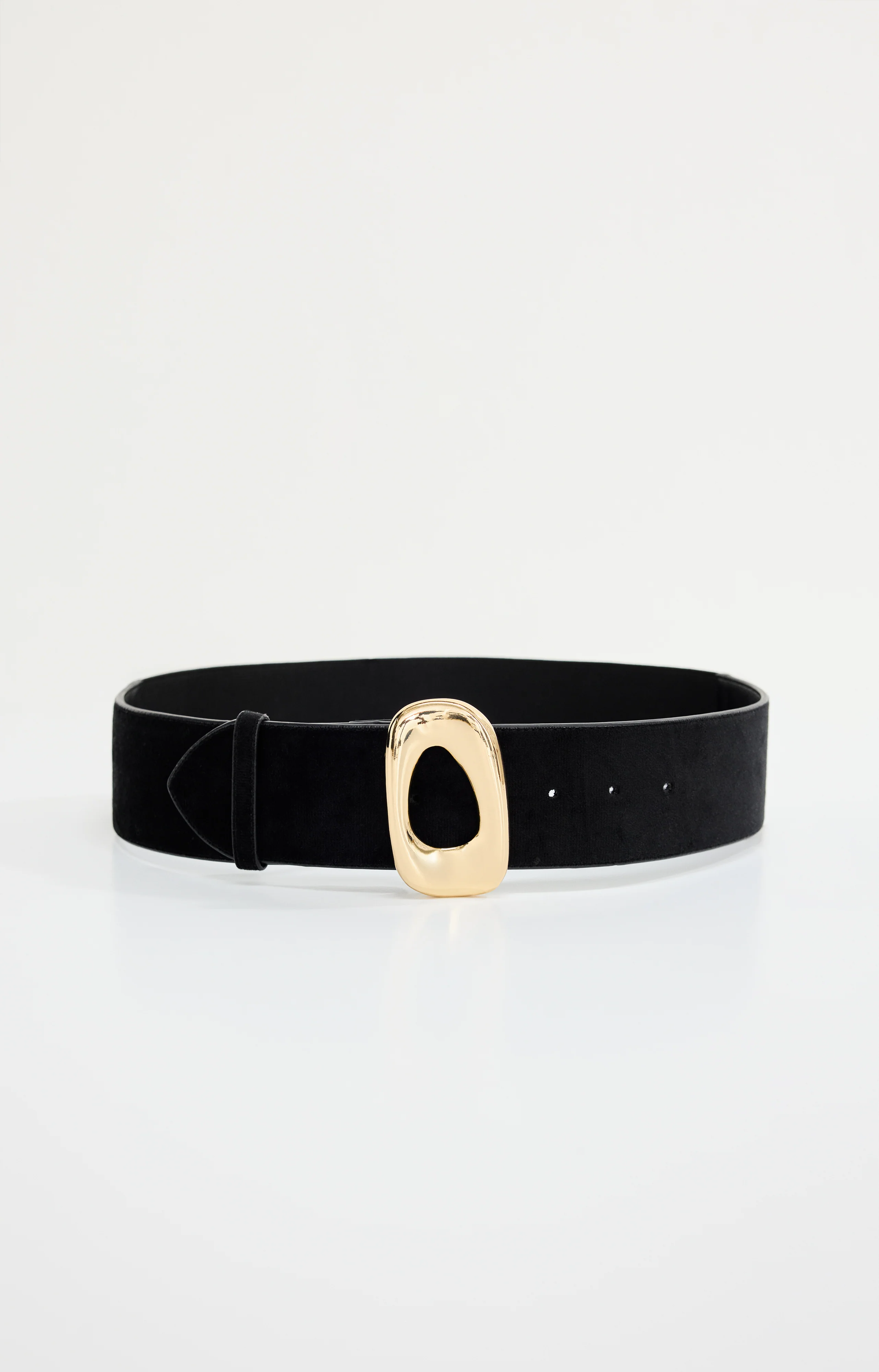 WIDE OVAL BUCKLE BELT Black001
