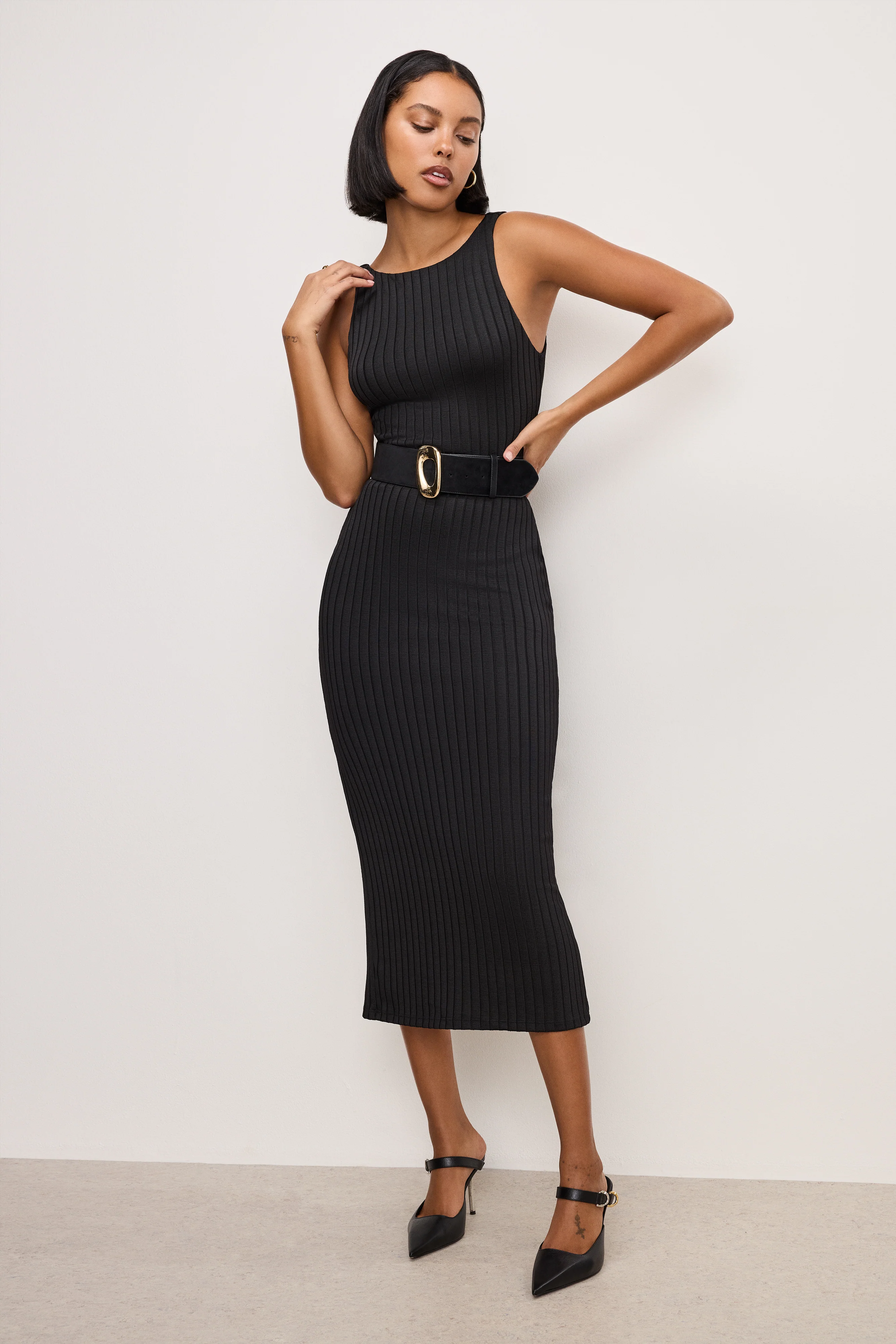 WIDE OVAL BUCKLE BELT Black001