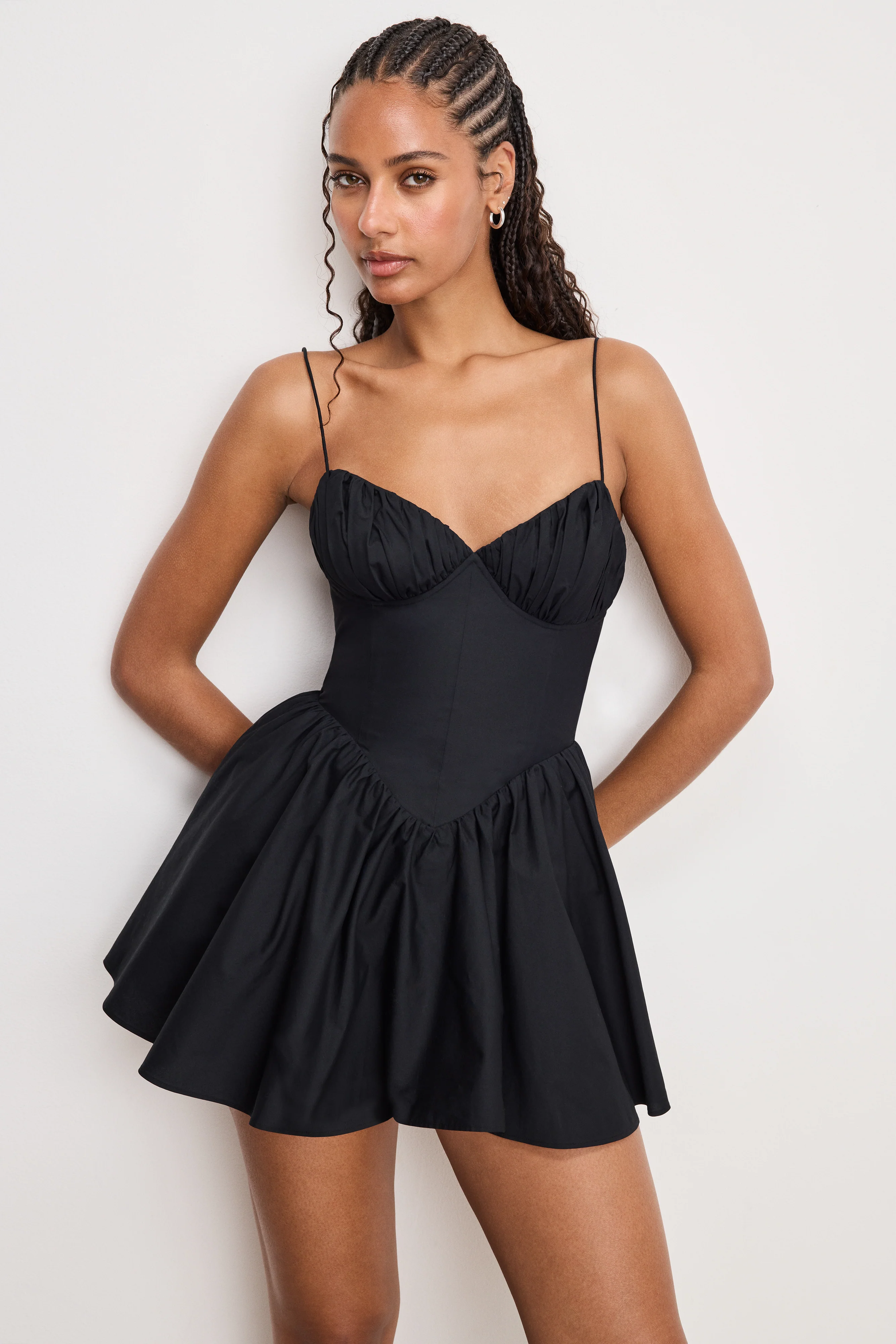 POPLIN MINI DRESS Black001