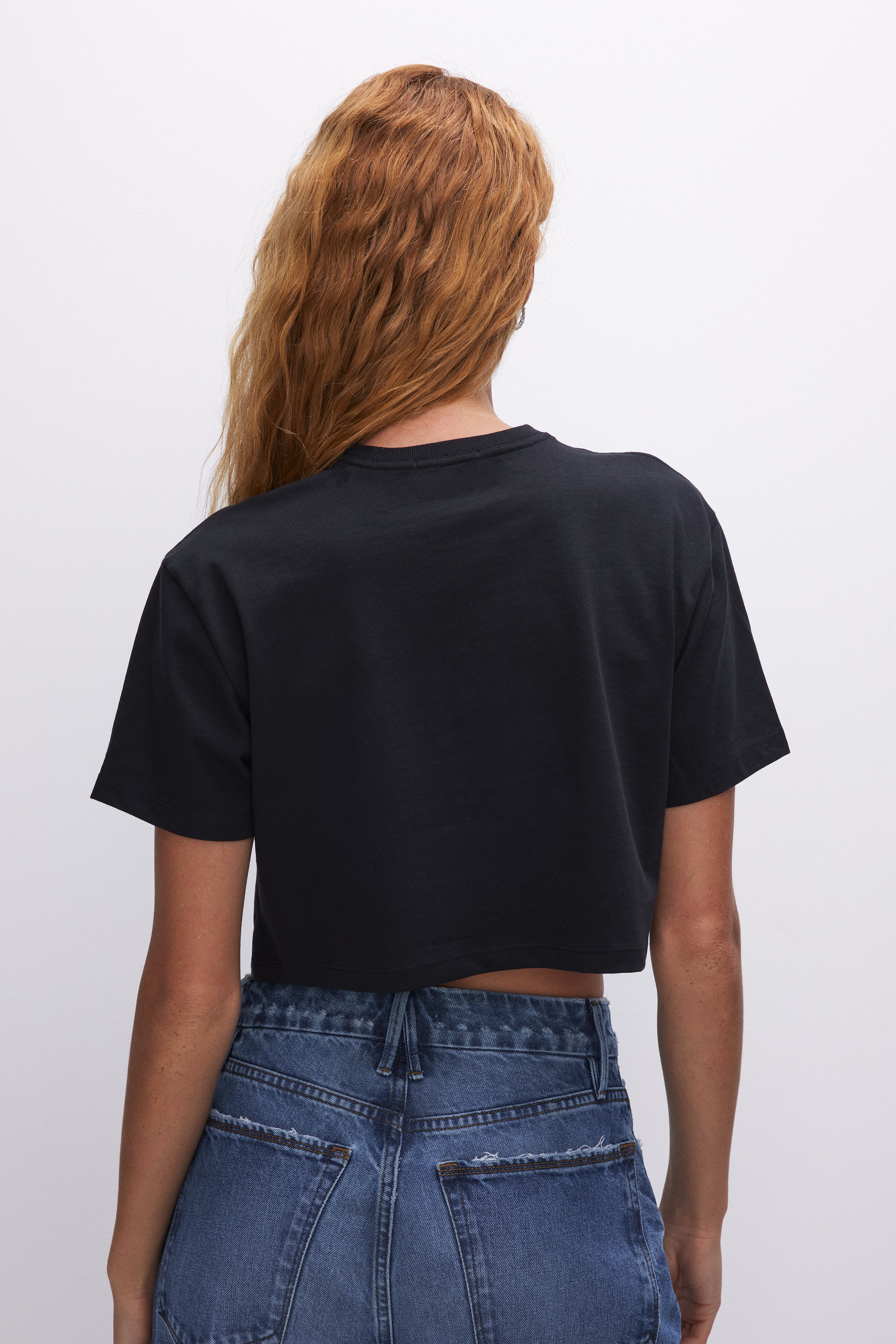 COTTON CROPPED TEE Black001