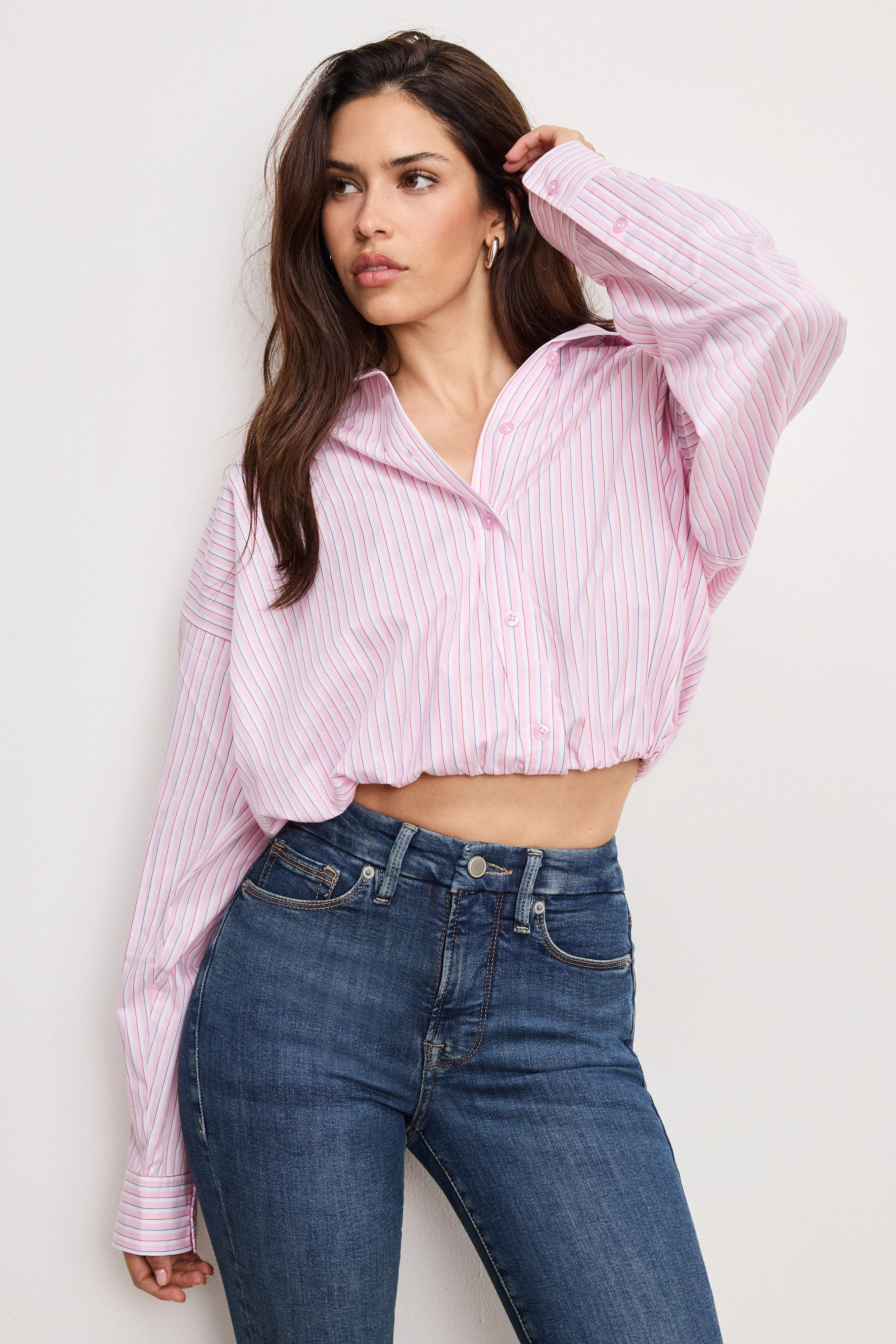 POPLIN BUBBLE SHIRT Candy stripe001