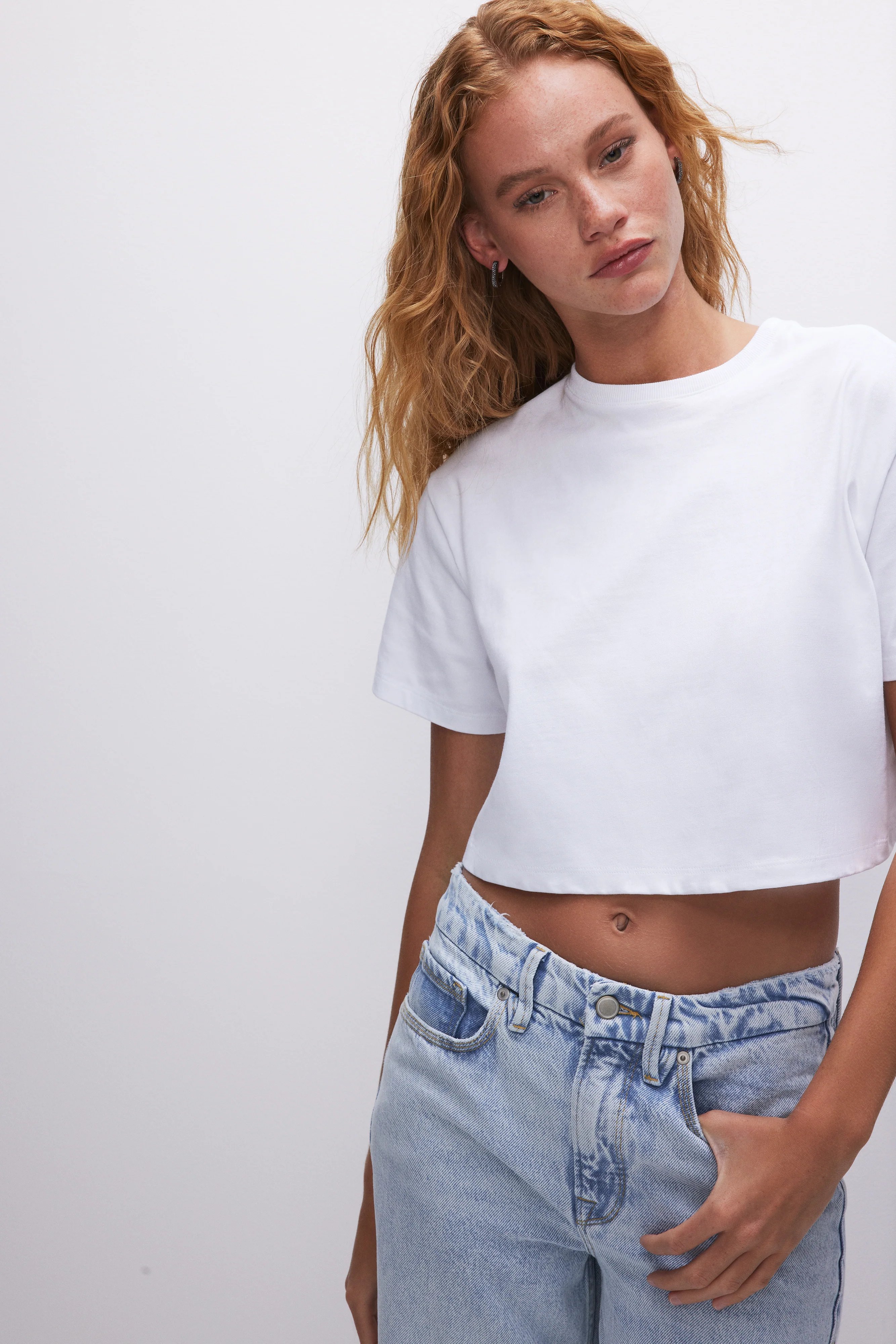 COTTON CROPPED TEE White001 3 COTTON CROPPED TEE White001