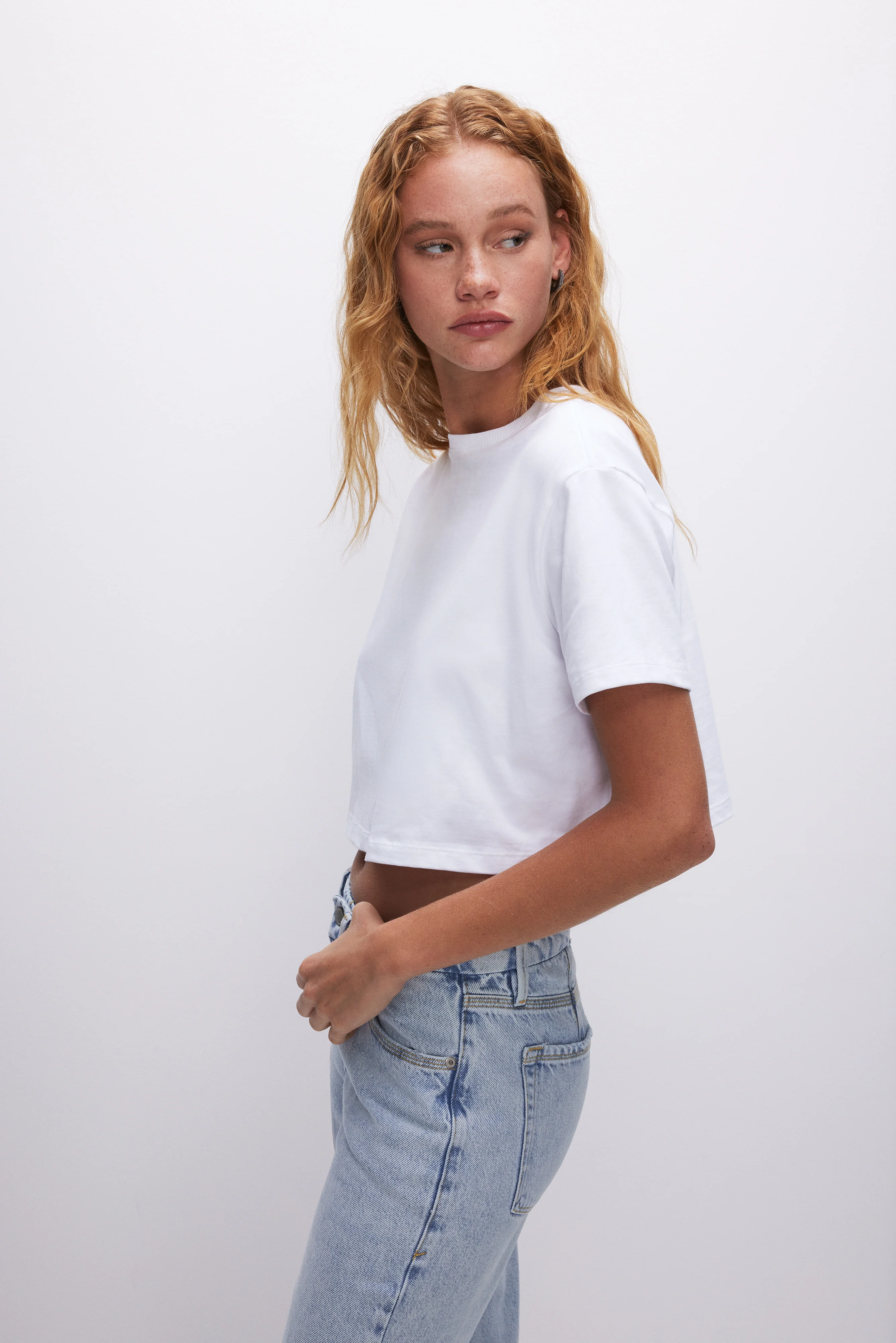 COTTON CROPPED TEE White001 4 COTTON CROPPED TEE White001