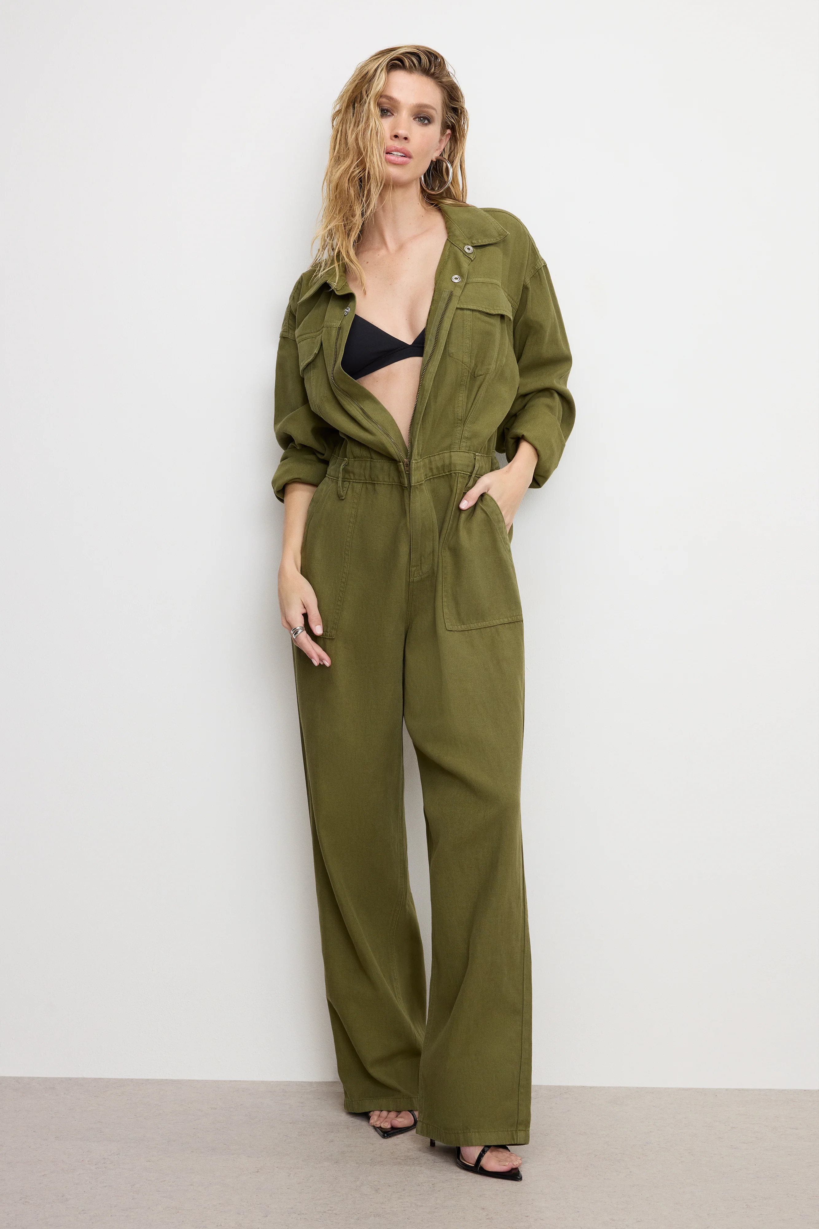 LITE LINEN OVERSIZED JUMPSUIT Martini olive002