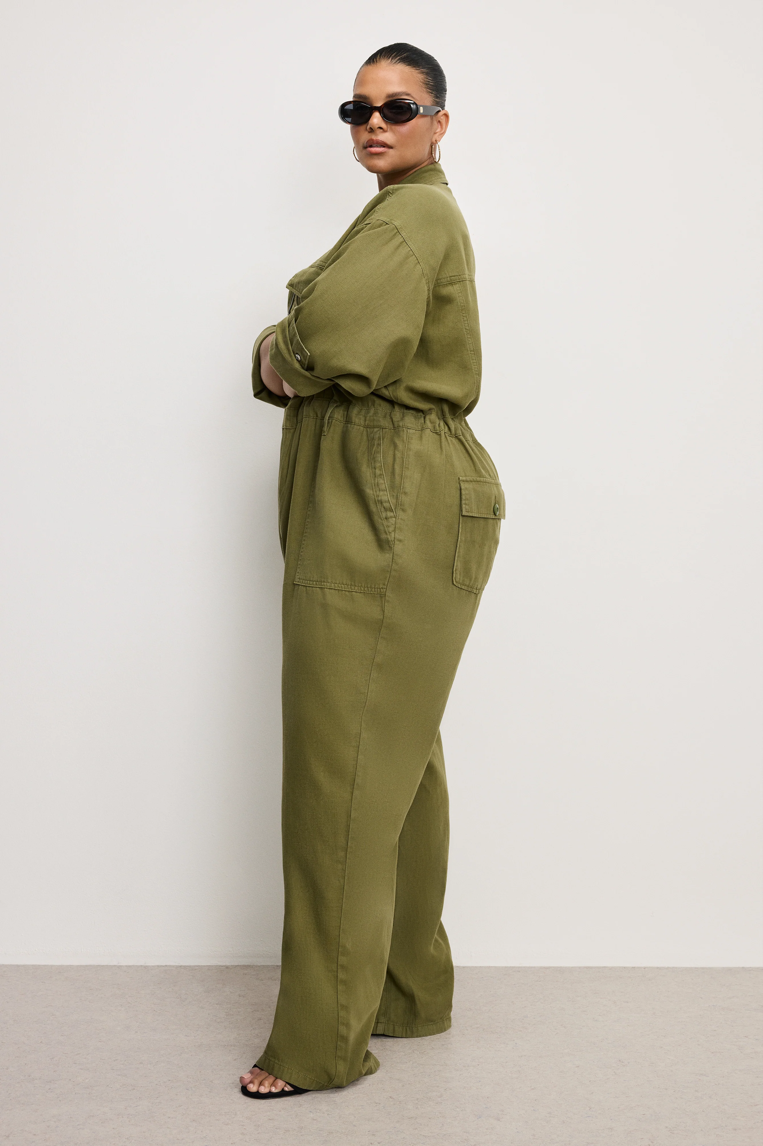 LITE LINEN OVERSIZED JUMPSUIT Martini olive002 8 LITE LINEN OVERSIZED JUMPSUIT Martini olive002