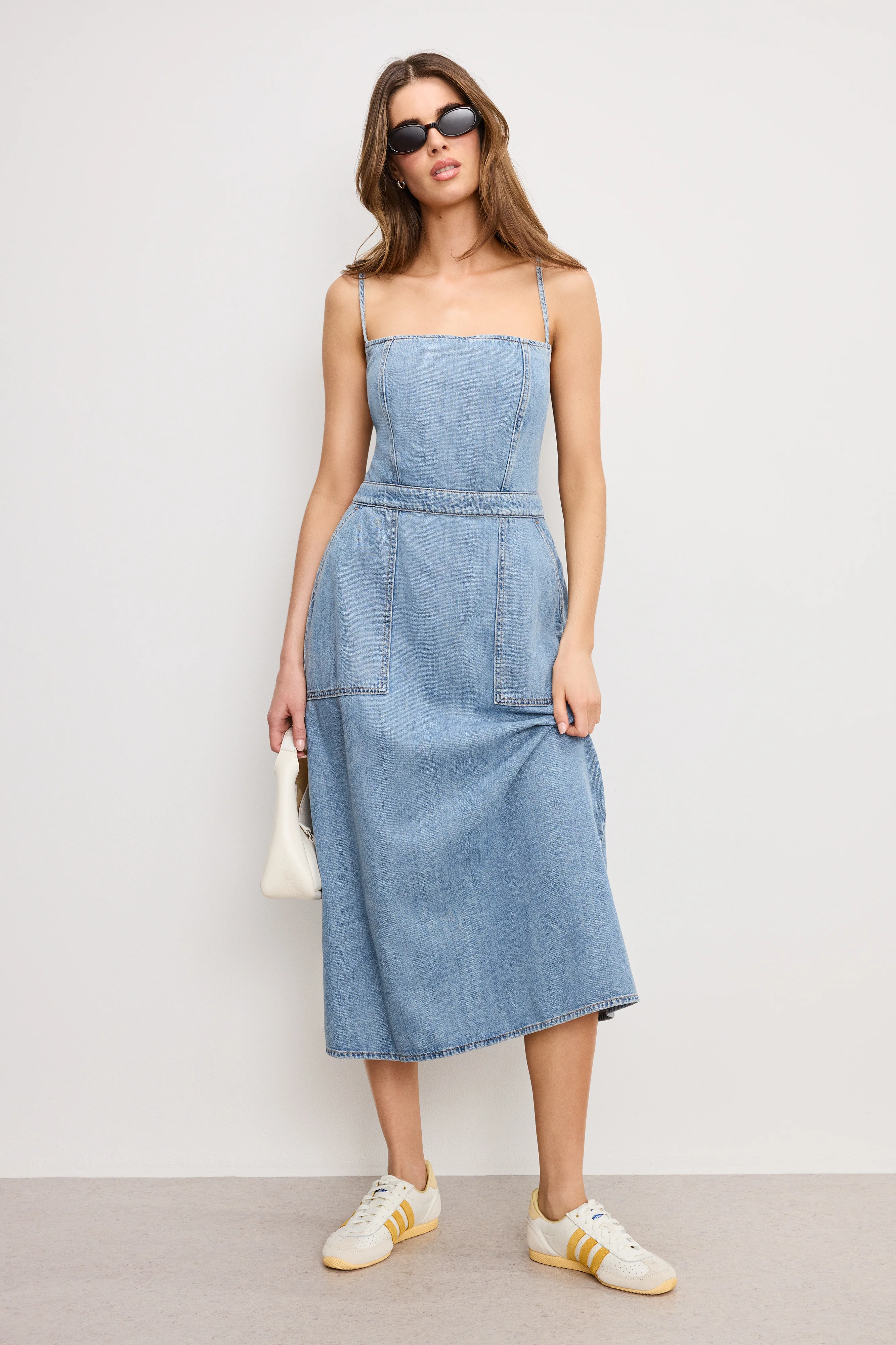 LITE LINEN DENIM MIDI DRESS Indigo794