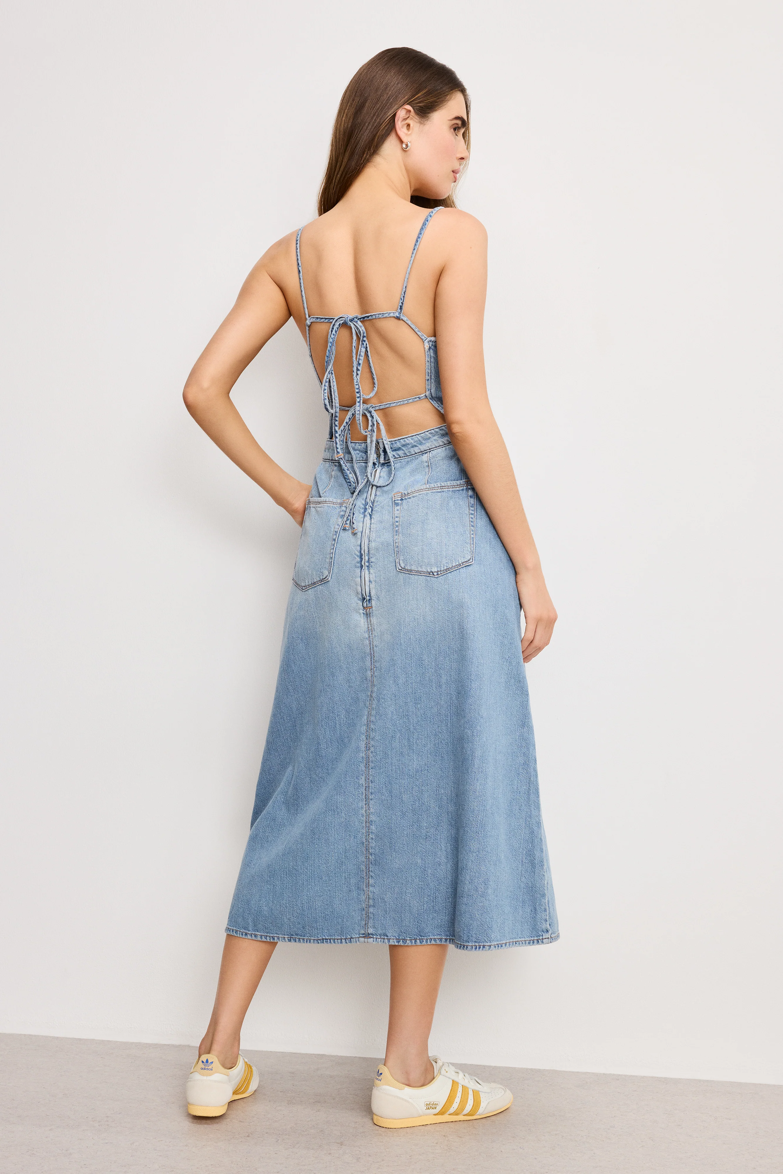 LITE LINEN DENIM MIDI DRESS Indigo794