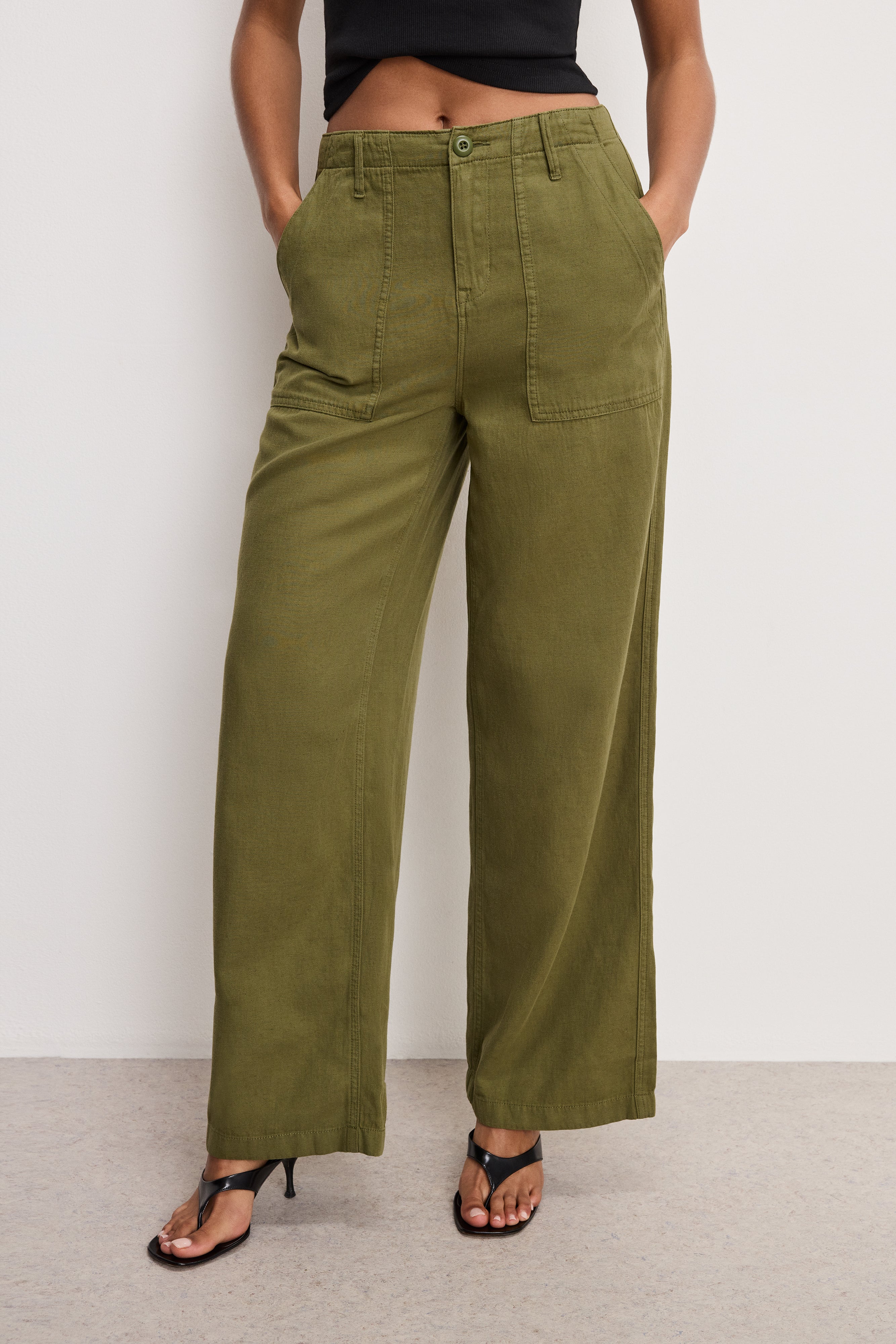 LITE LINEN PANTS Martini olive002