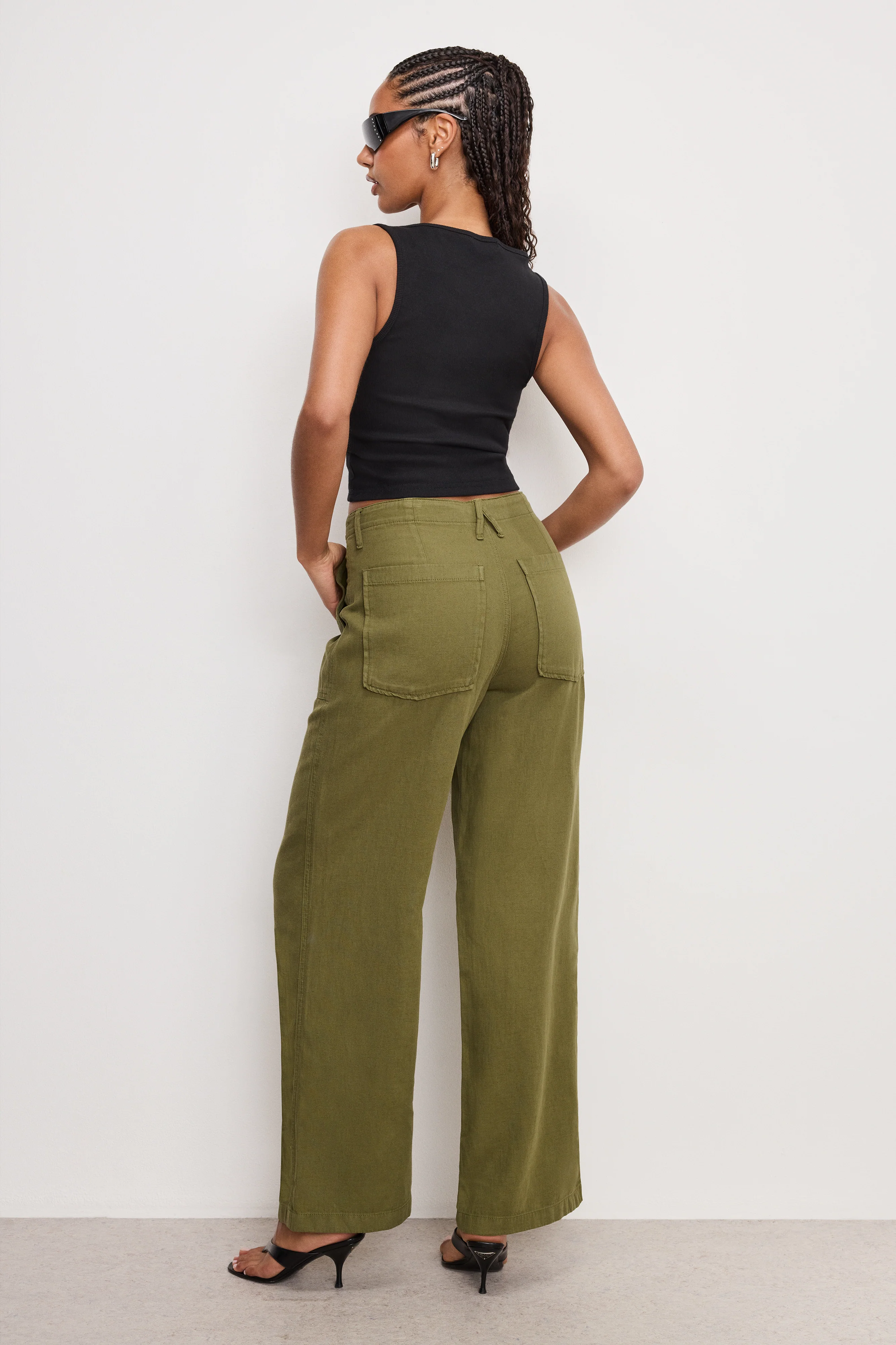 LITE LINEN PANTS Martini olive002