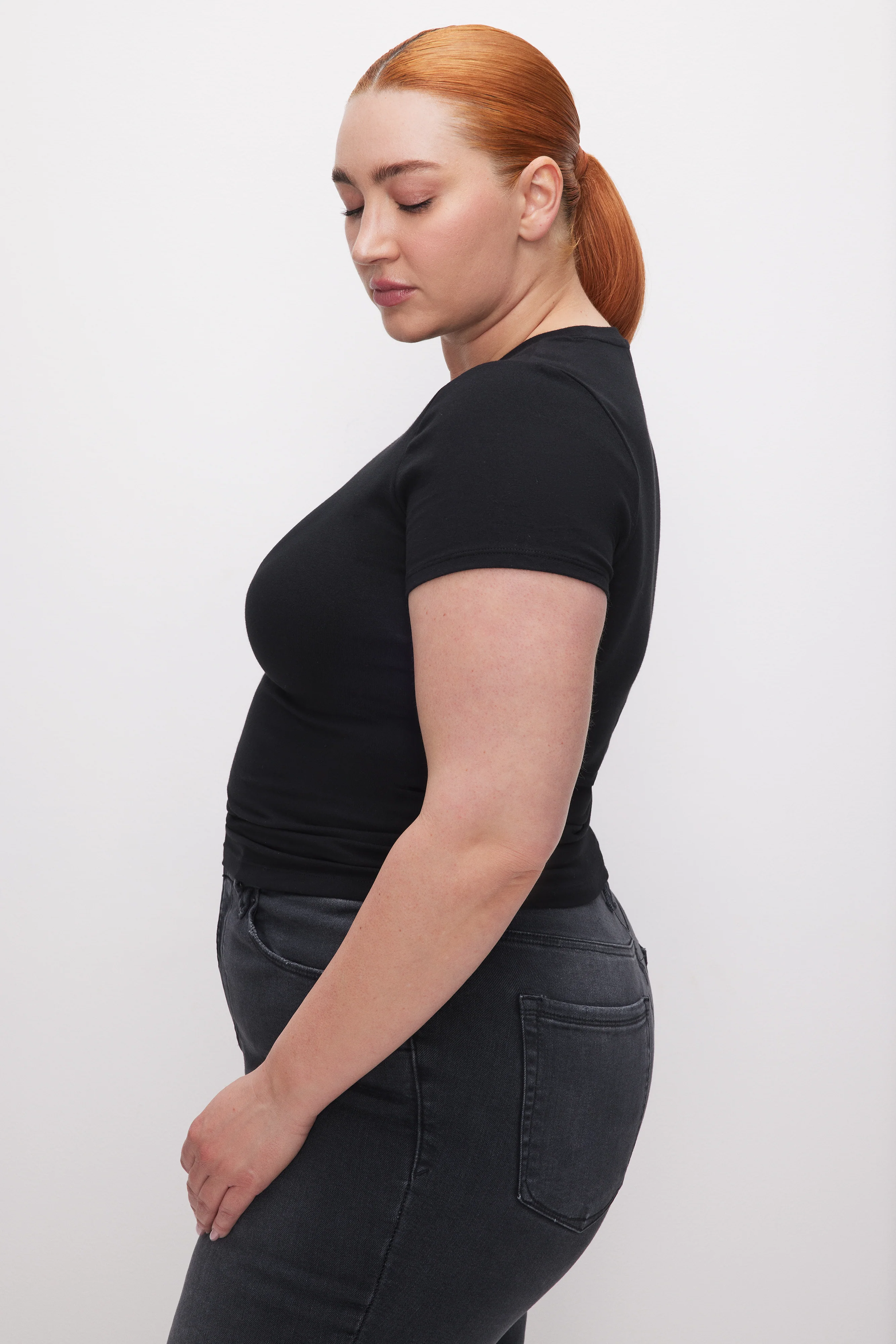 SUPER STRETCH BABY TEE Black001 7 SUPER STRETCH BABY TEE Black001