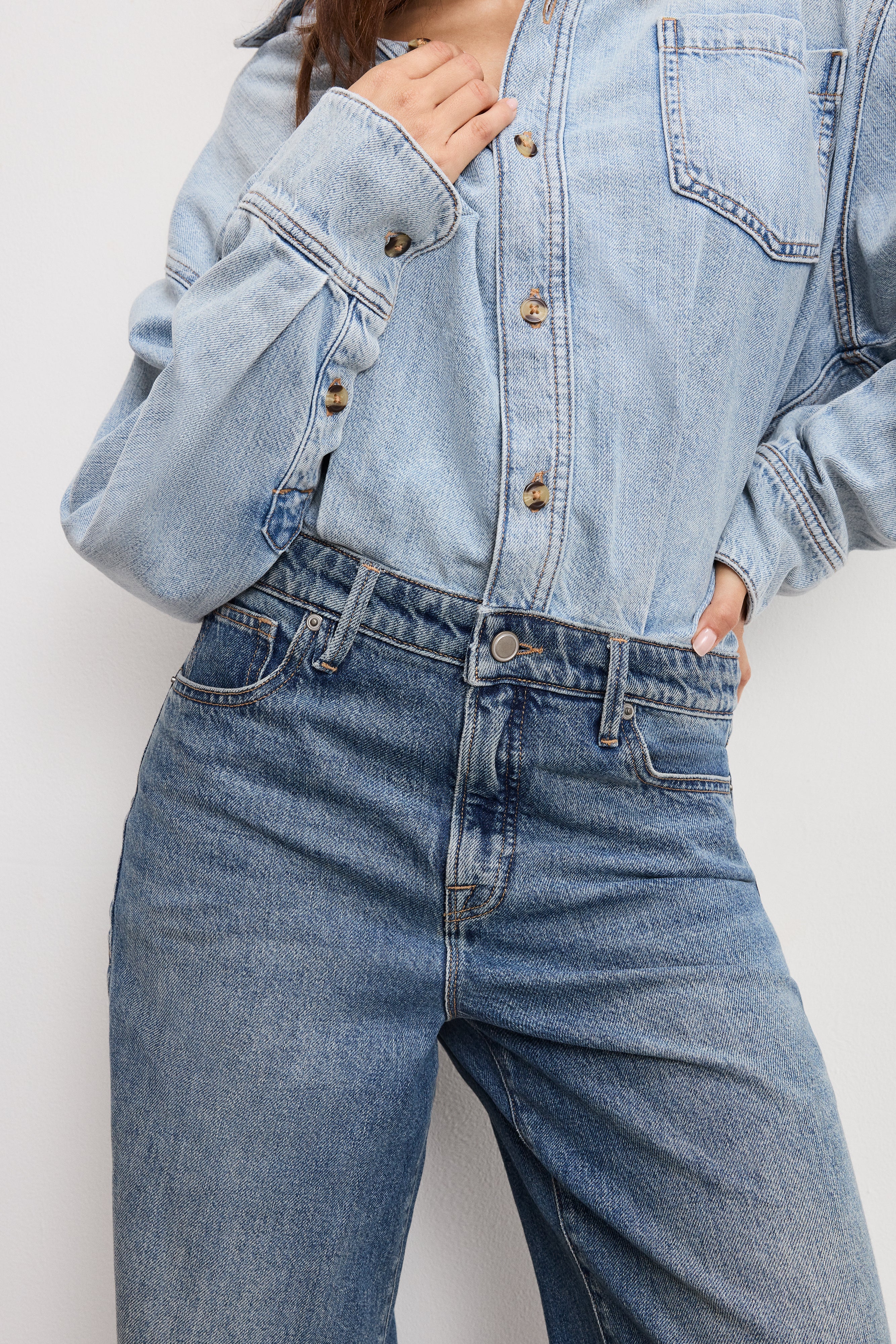 DENIM SHIRT JUMPSUIT Indigo796