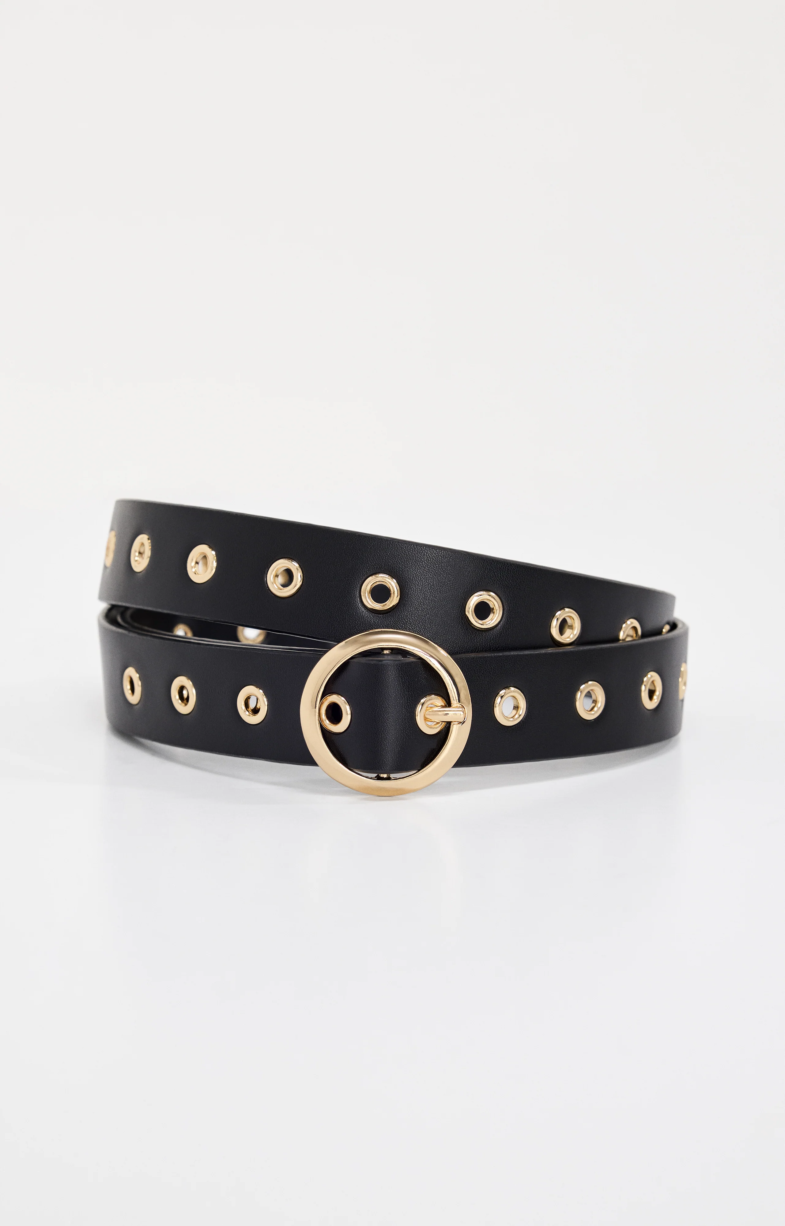 SKINNY EYELET BELT Black001