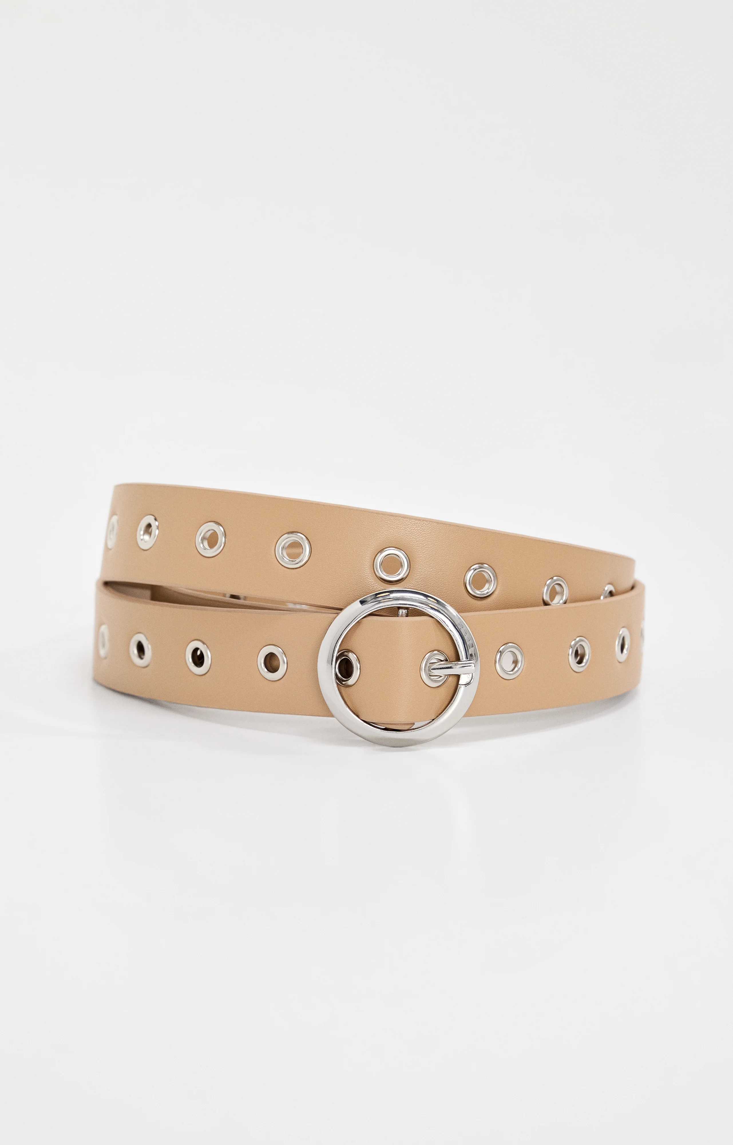 SKINNY EYELET BELT Tan002