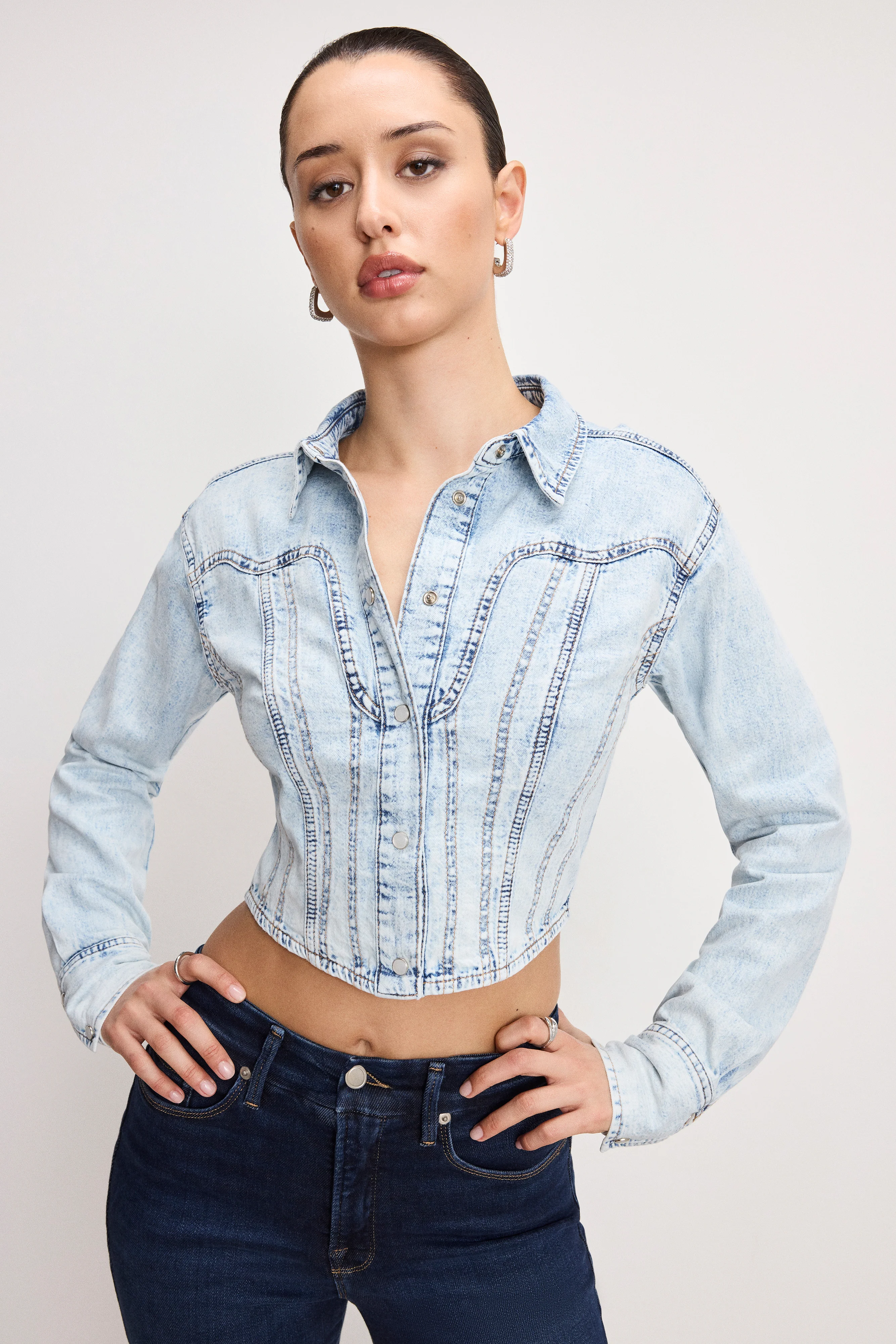 DOLLY DENIM CORSET SHIRT Indigo1021 5 DOLLY DENIM CORSET SHIRT Indigo1021