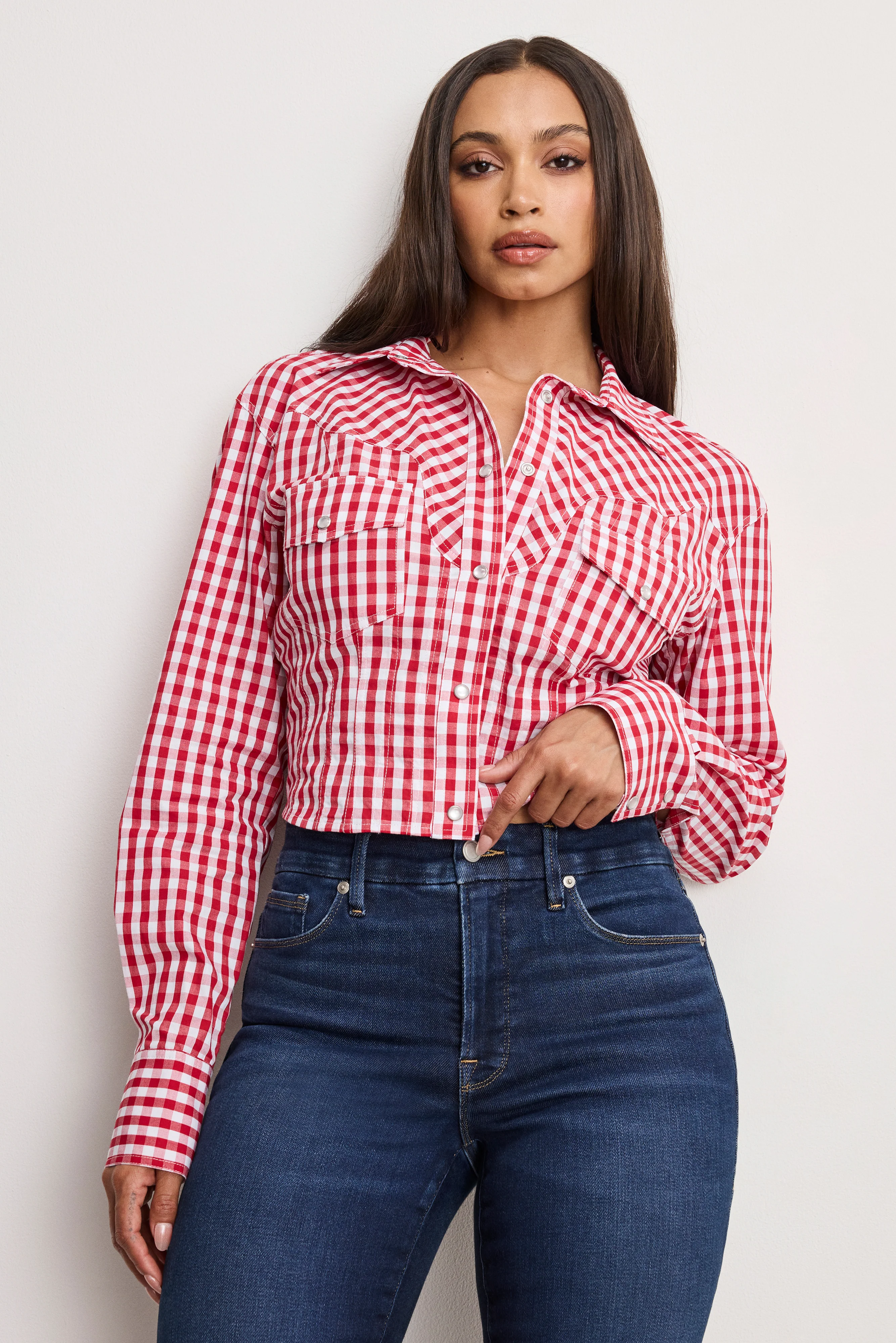 DOLLY COUNTRY CORSET SHIRT Crimson and white gingham 5 DOLLY COUNTRY CORSET SHIRT Crimson and white gingham