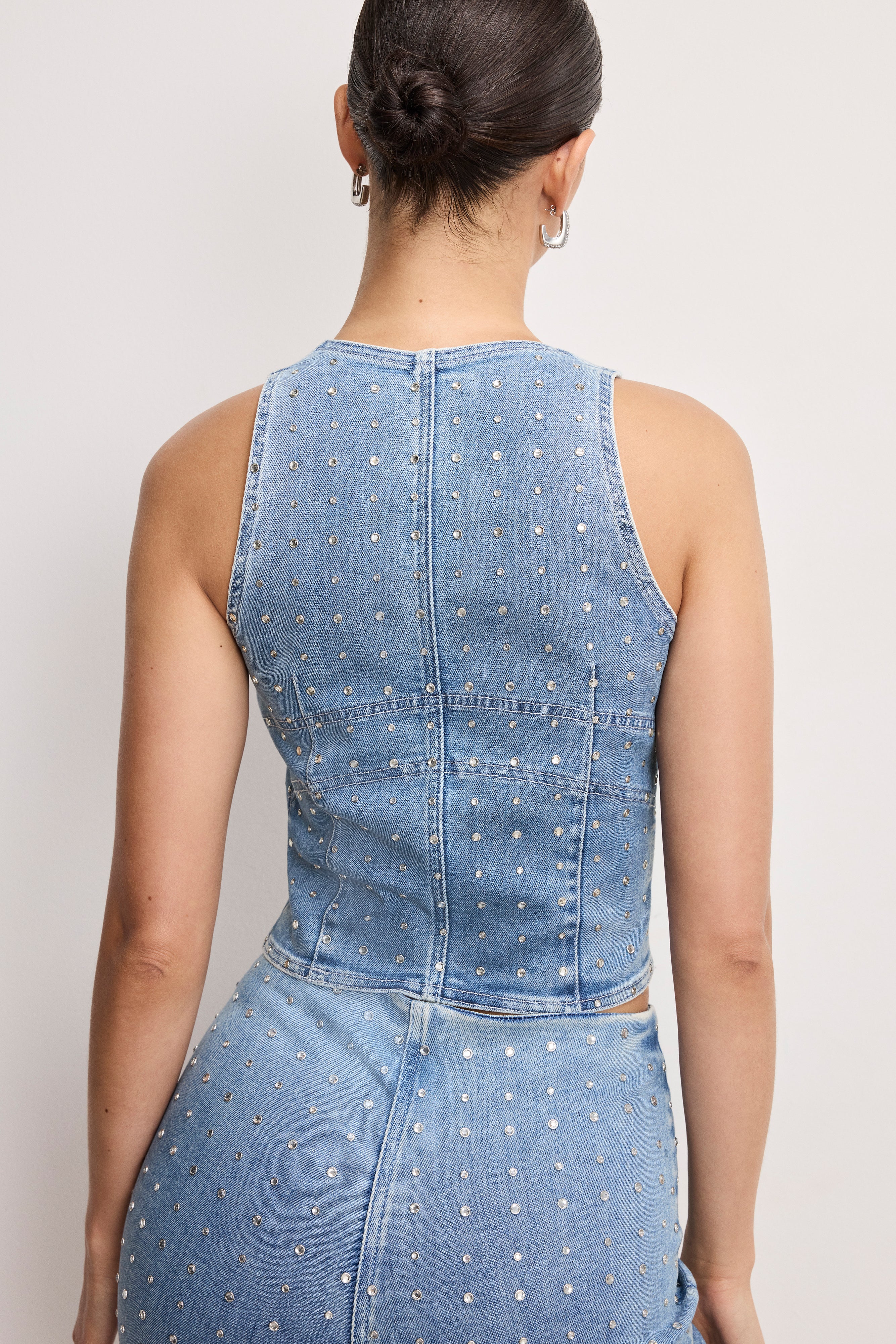 DOLLY CRYSTAL DENIM VEST Indigo1023