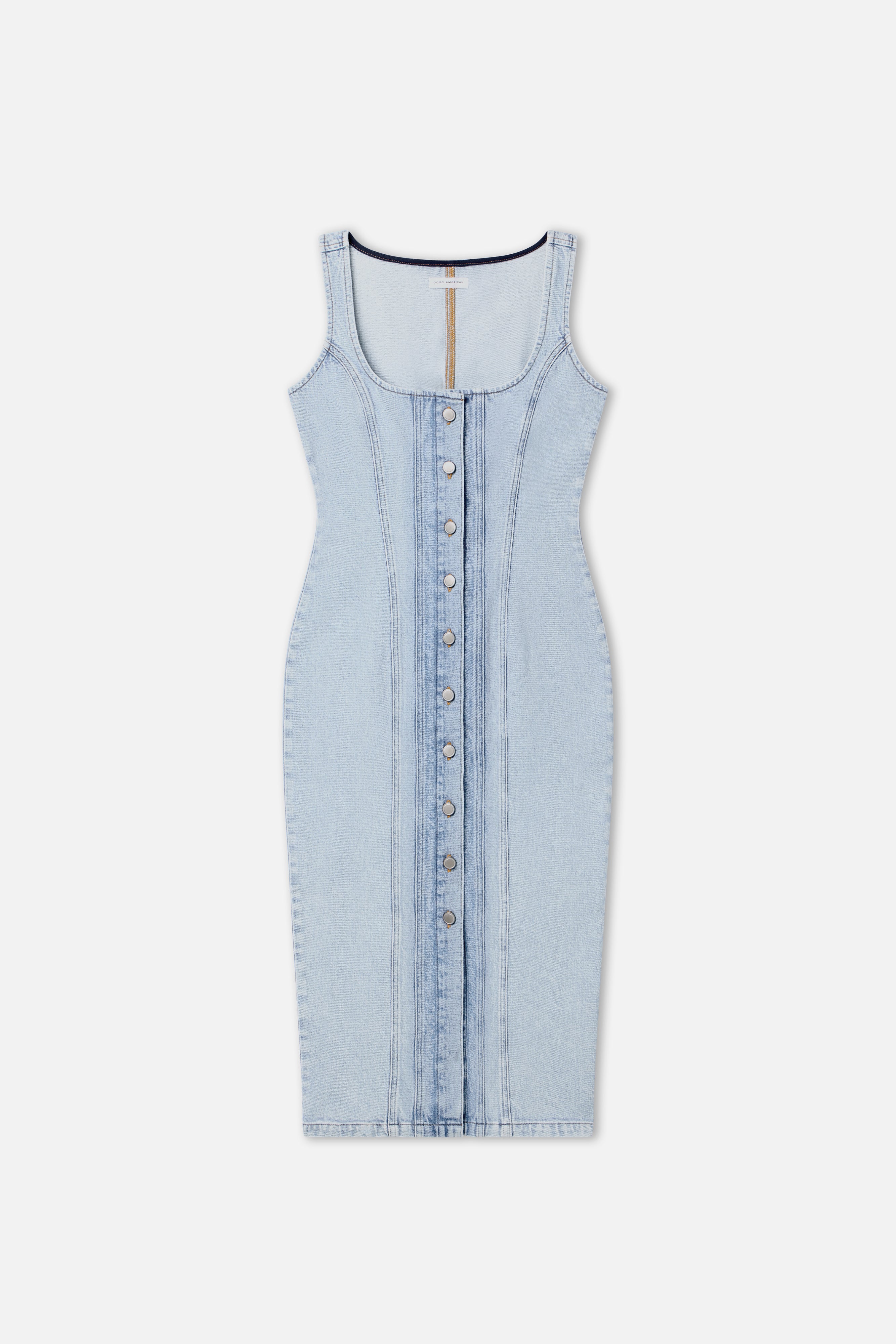 BUTTON FRONT MIDI DRESS Indigo911