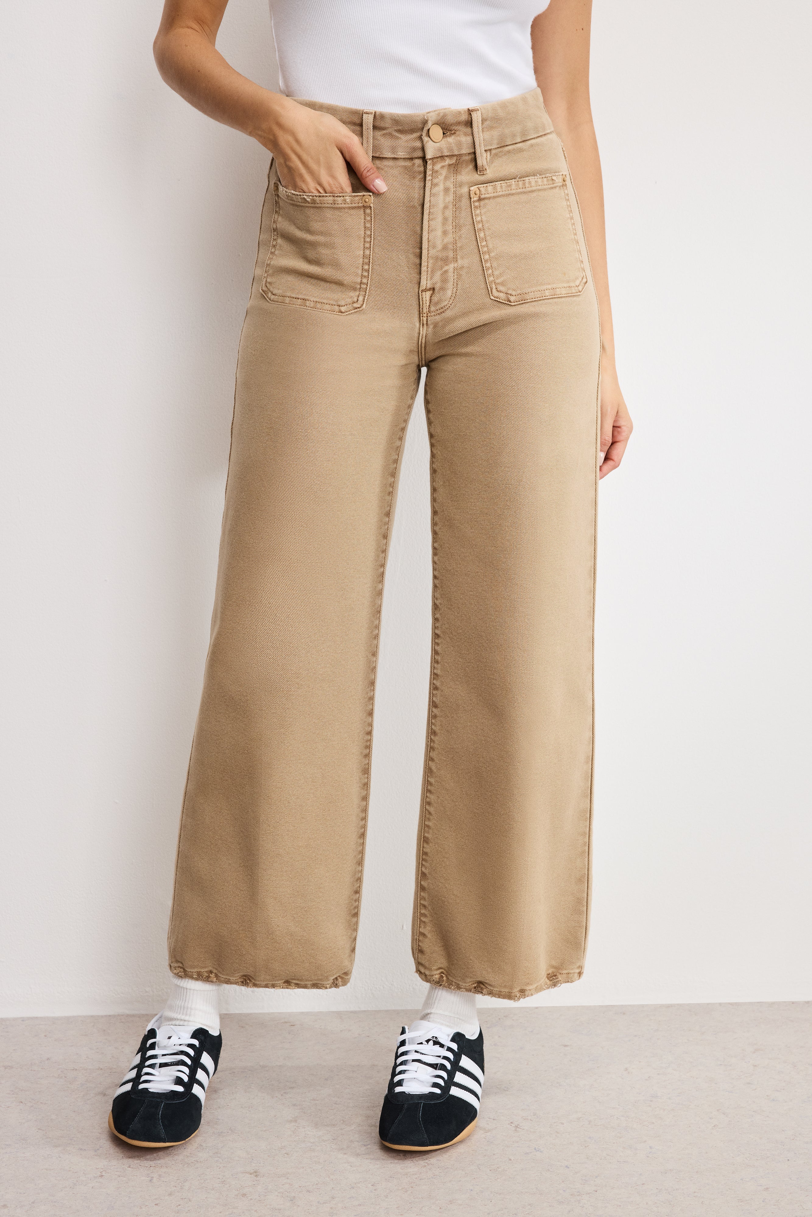 PALAZZO CROPPED PANTS Good khaki001
