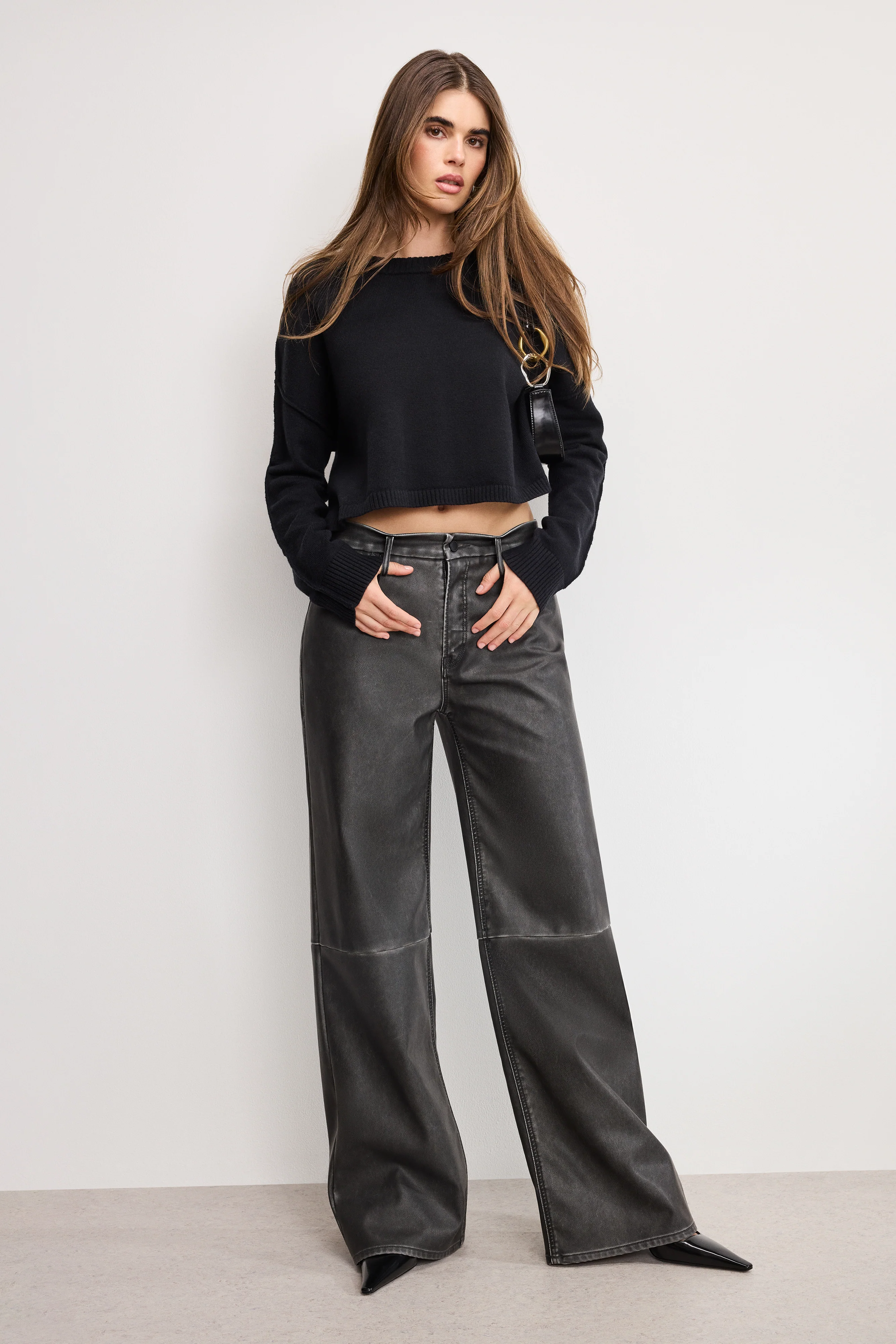 GOOD SKATE FAUX LEATHER PANTS Black001