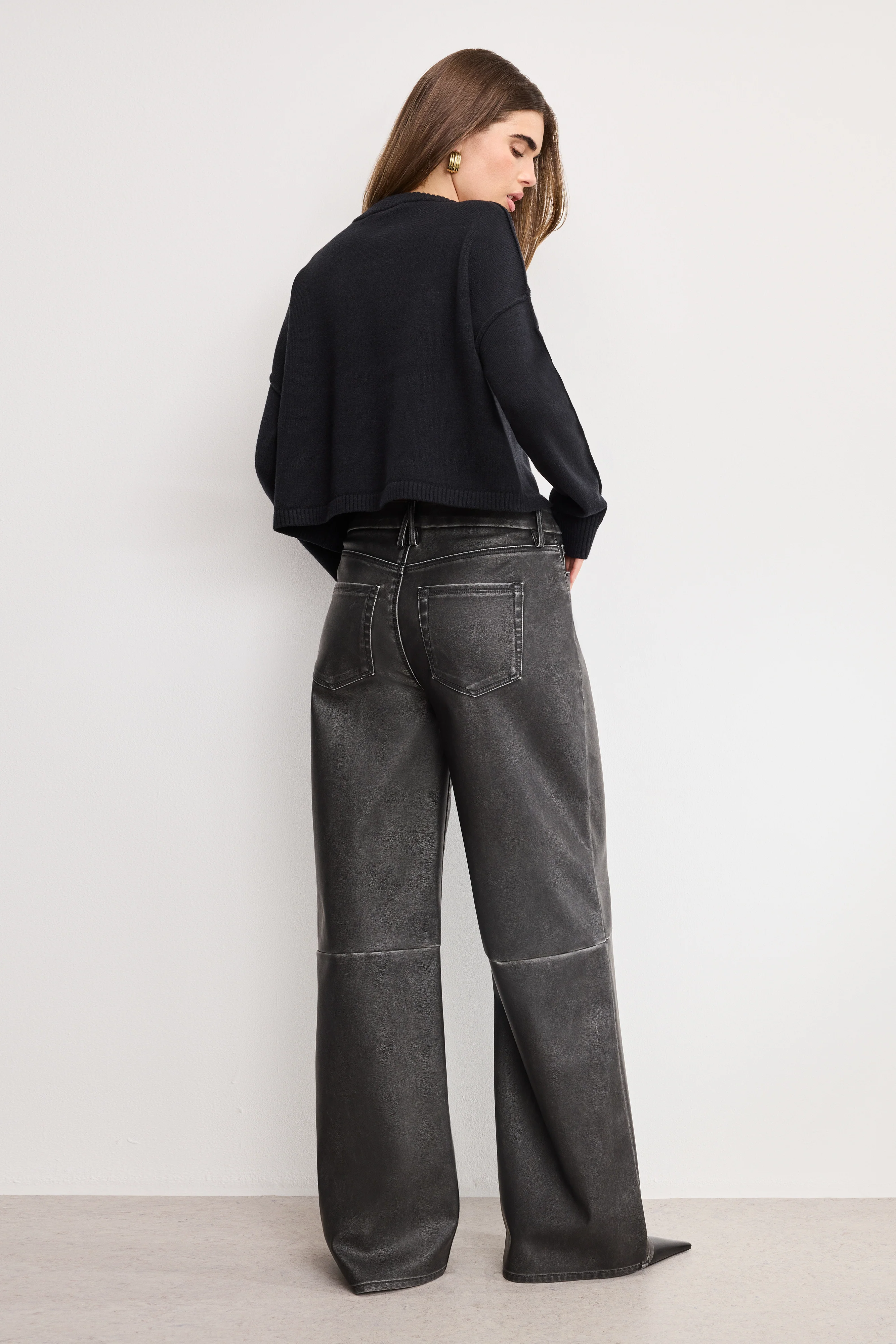 GOOD SKATE FAUX LEATHER PANTS Black001