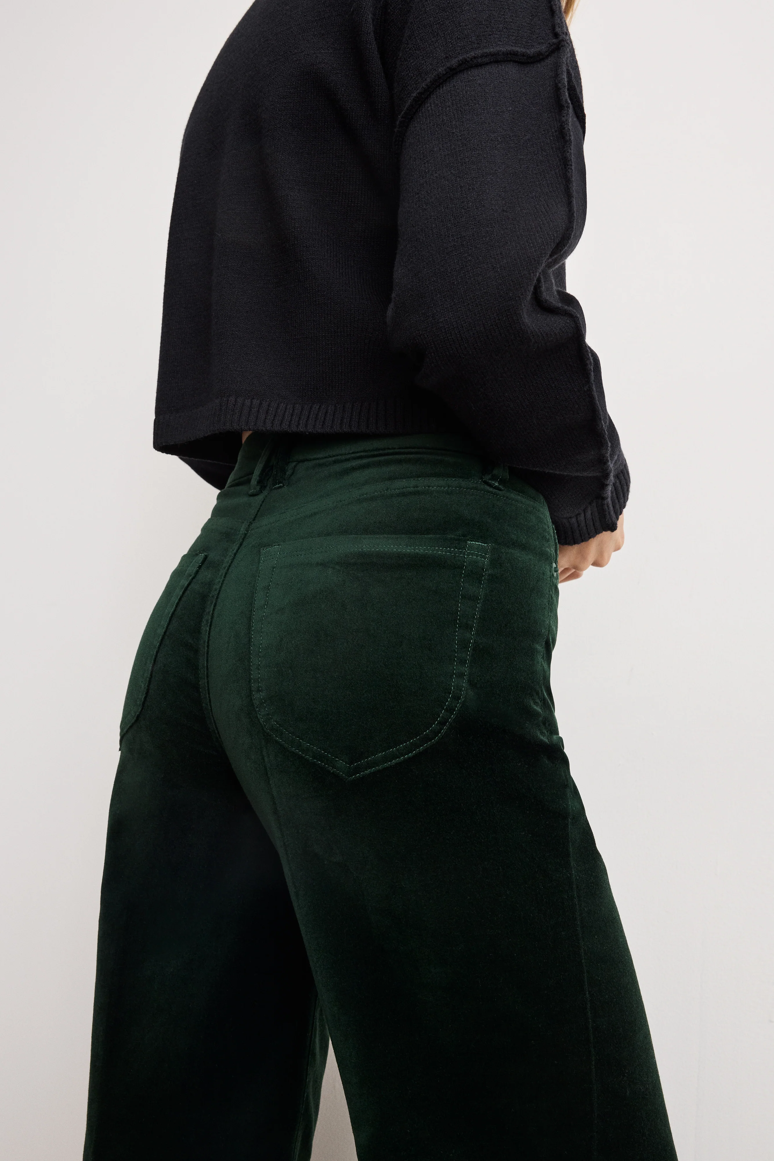 VELVET GOOD WAIST PALAZZO PANTS Pine green003 3 VELVET GOOD WAIST PALAZZO PANTS Pine green003