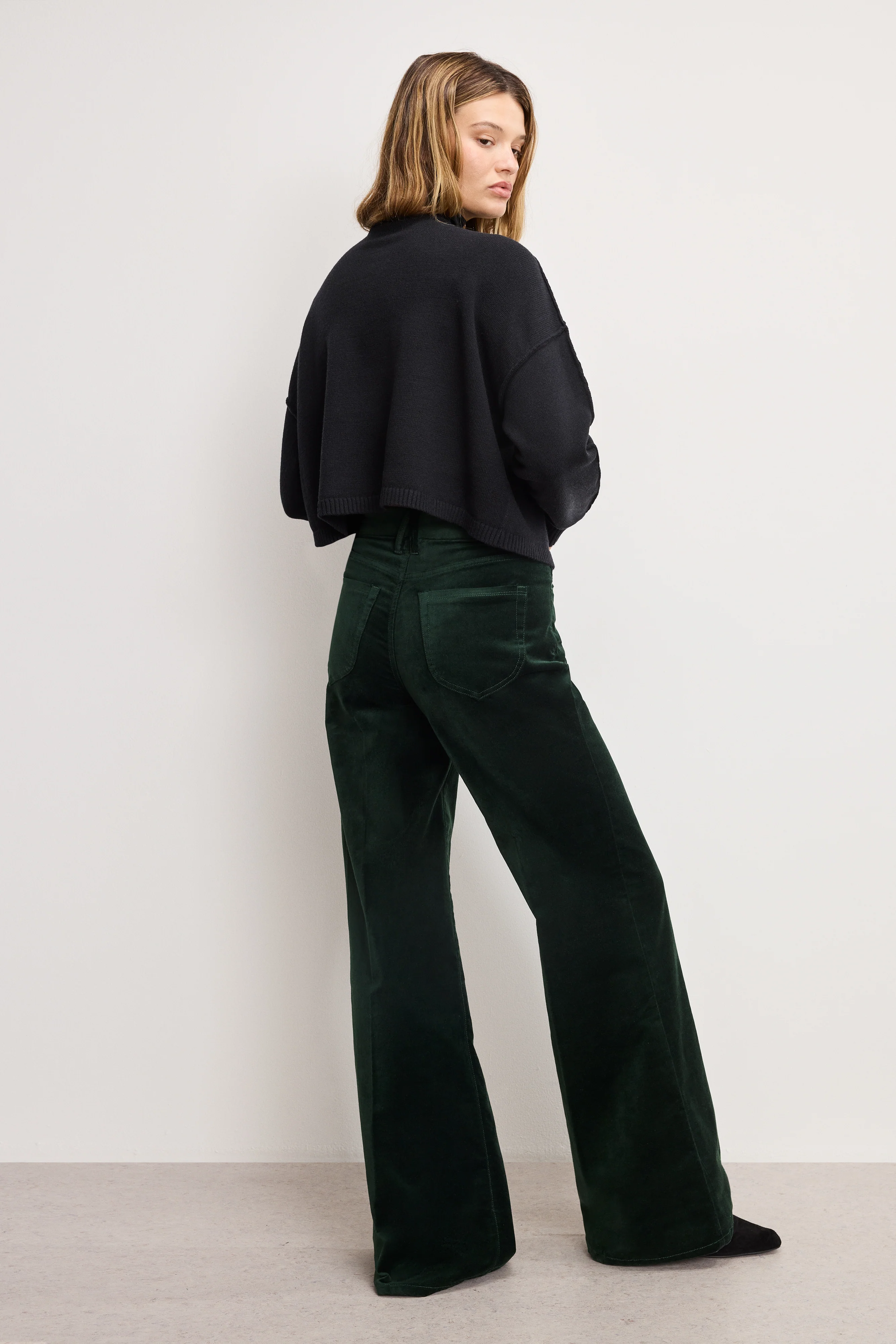 VELVET GOOD WAIST PALAZZO PANTS Pine green003 4 VELVET GOOD WAIST PALAZZO PANTS Pine green003
