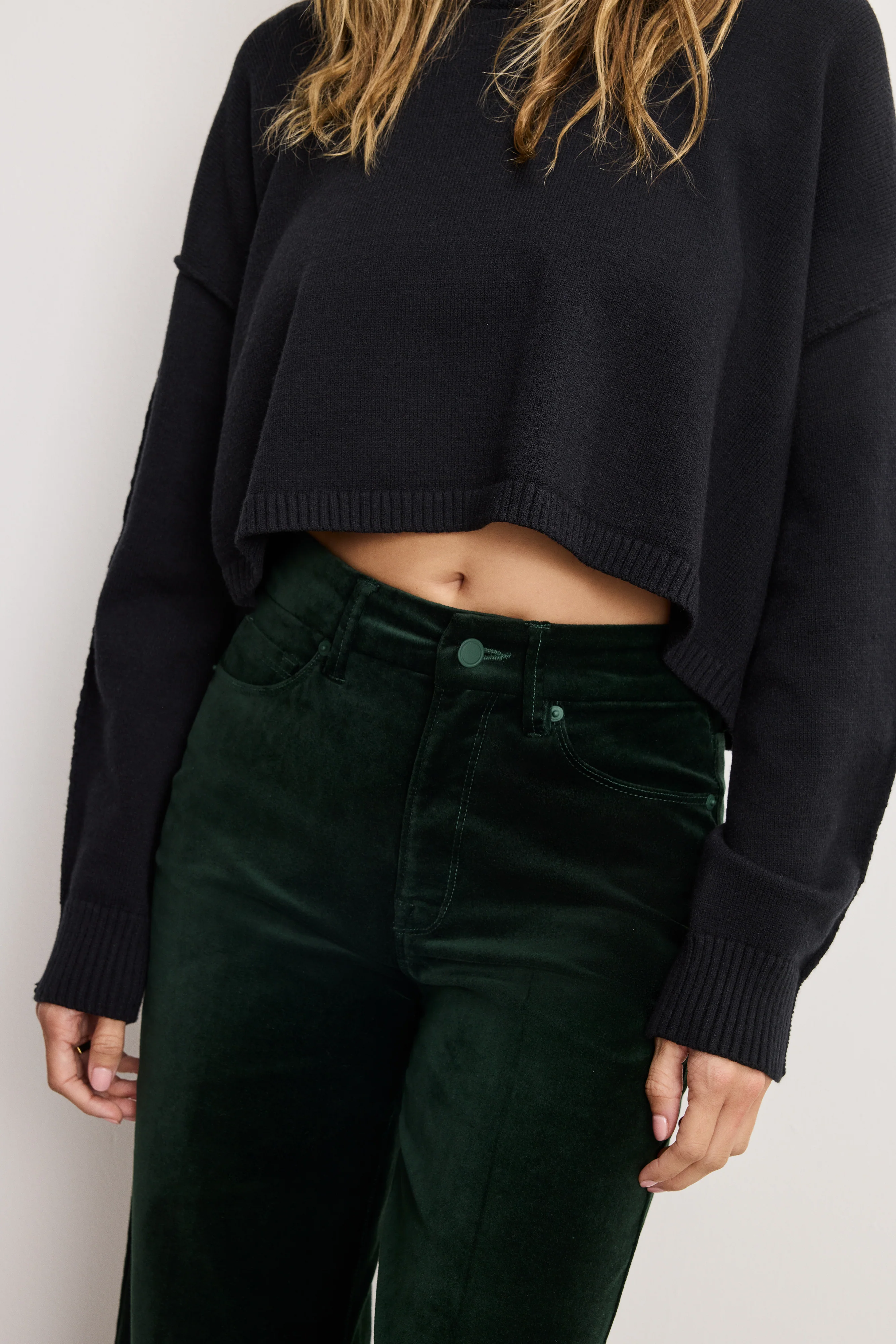 VELVET GOOD WAIST PALAZZO PANTS Pine green003 5 VELVET GOOD WAIST PALAZZO PANTS Pine green003