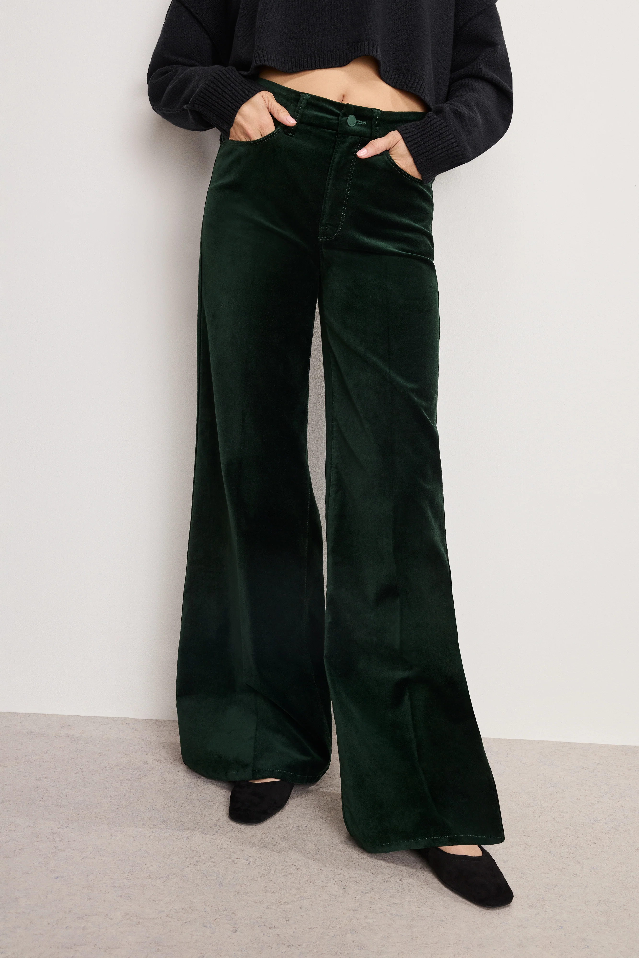 VELVET GOOD WAIST PALAZZO PANTS Pine green003 6 VELVET GOOD WAIST PALAZZO PANTS Pine green003