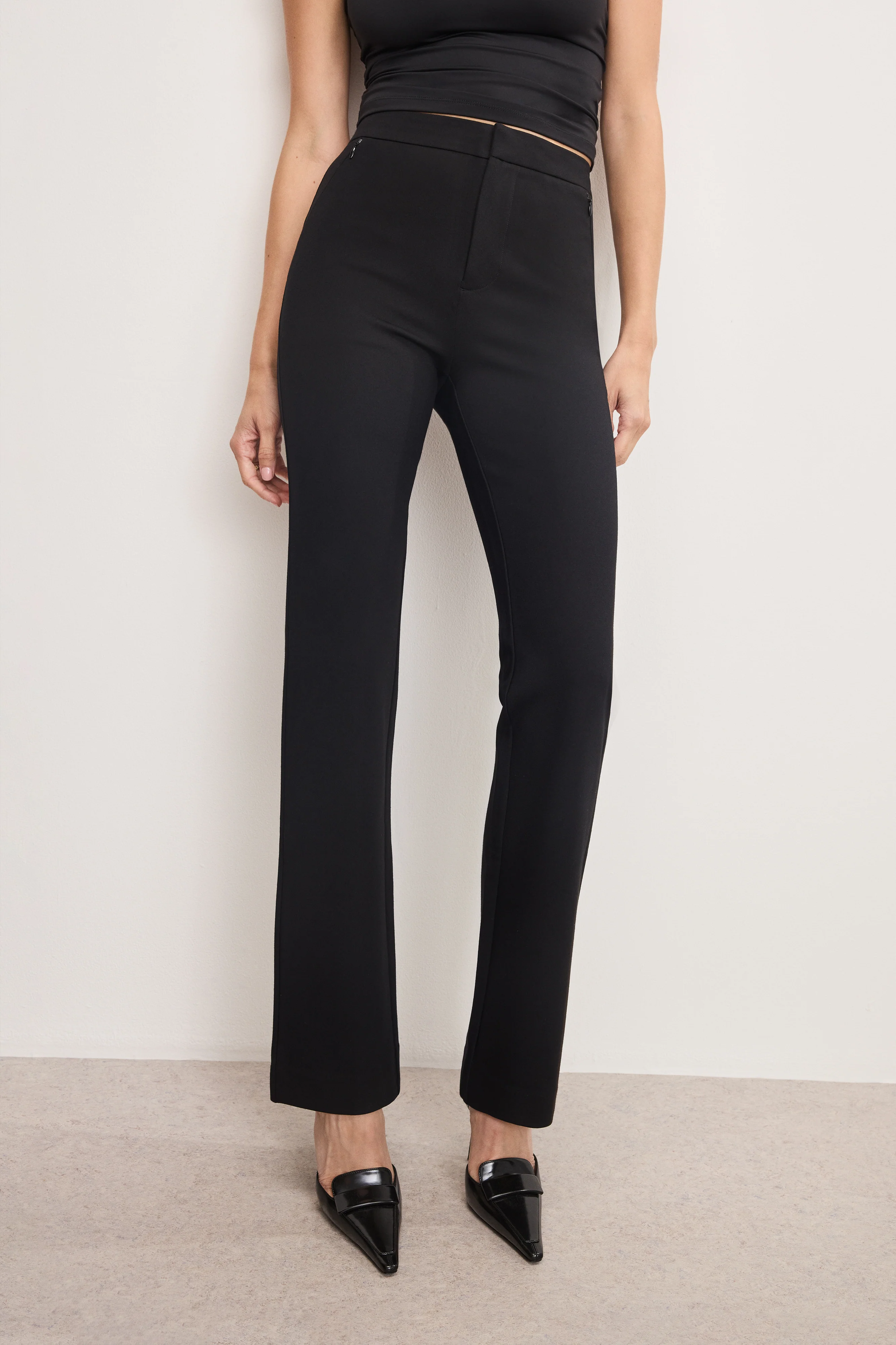 SOFT STRETCH PONTE STRAIGHT TROUSERS Black001