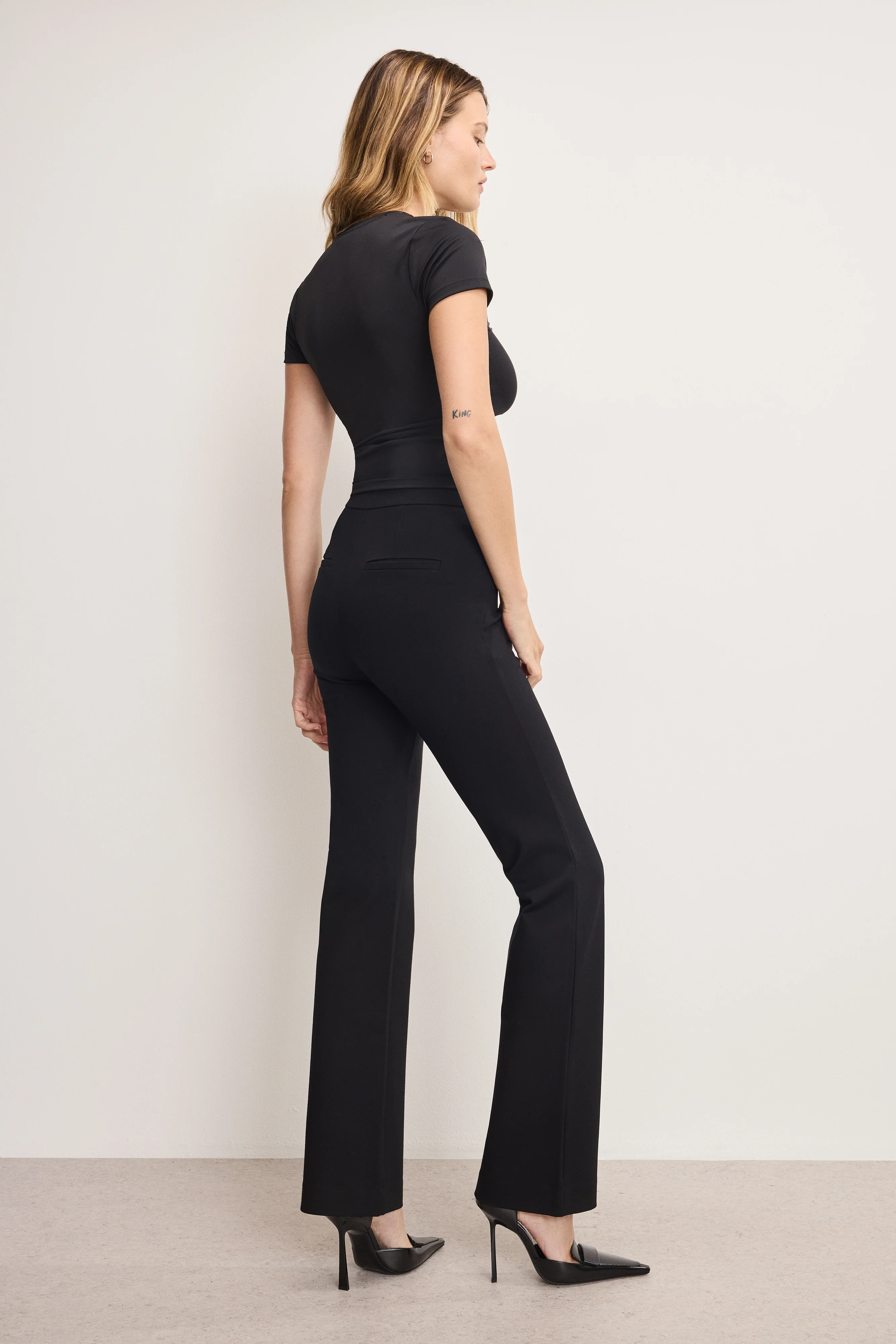 SOFT STRETCH PONTE STRAIGHT TROUSERS Black001
