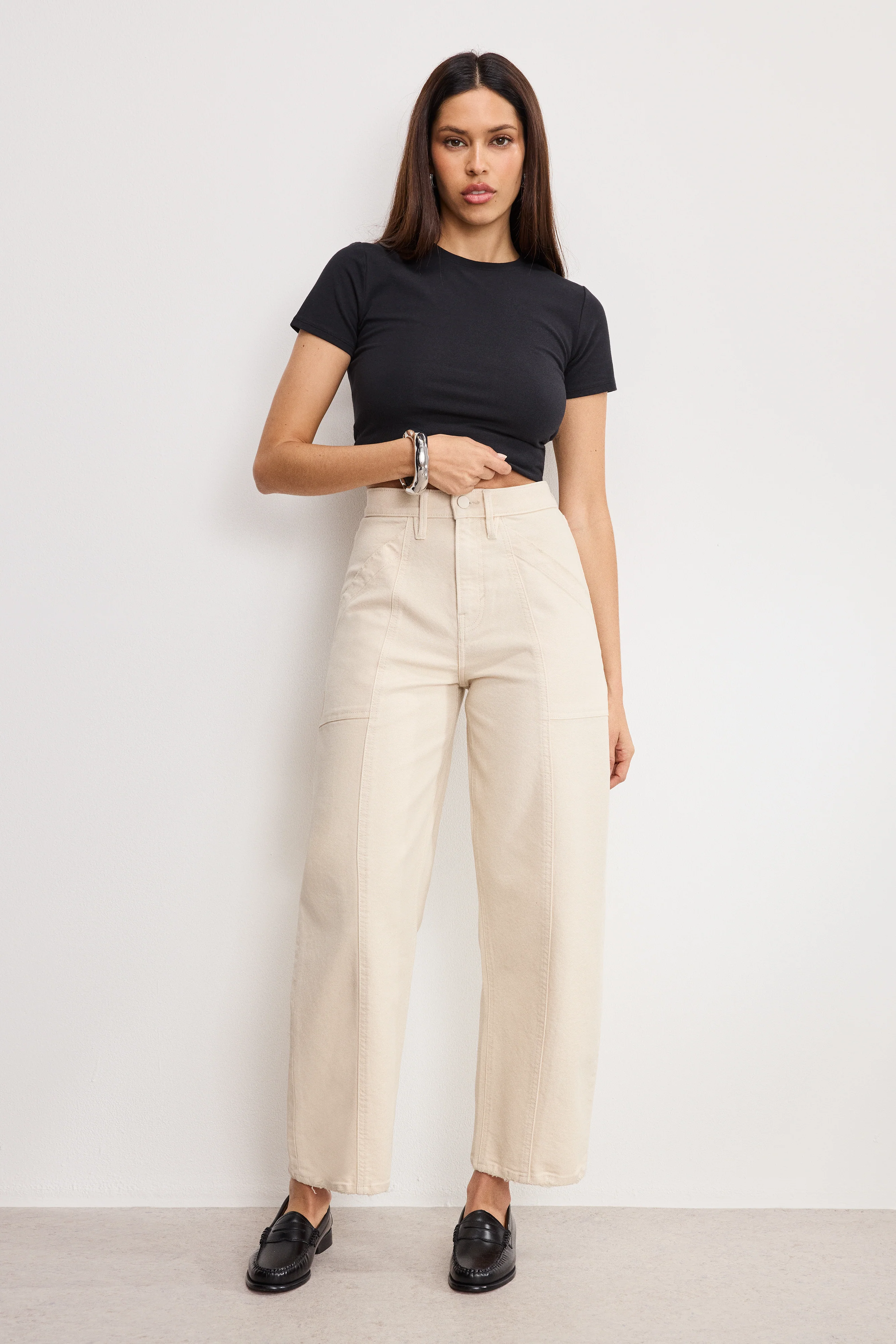 CROPPED BARREL PANTS Canvas