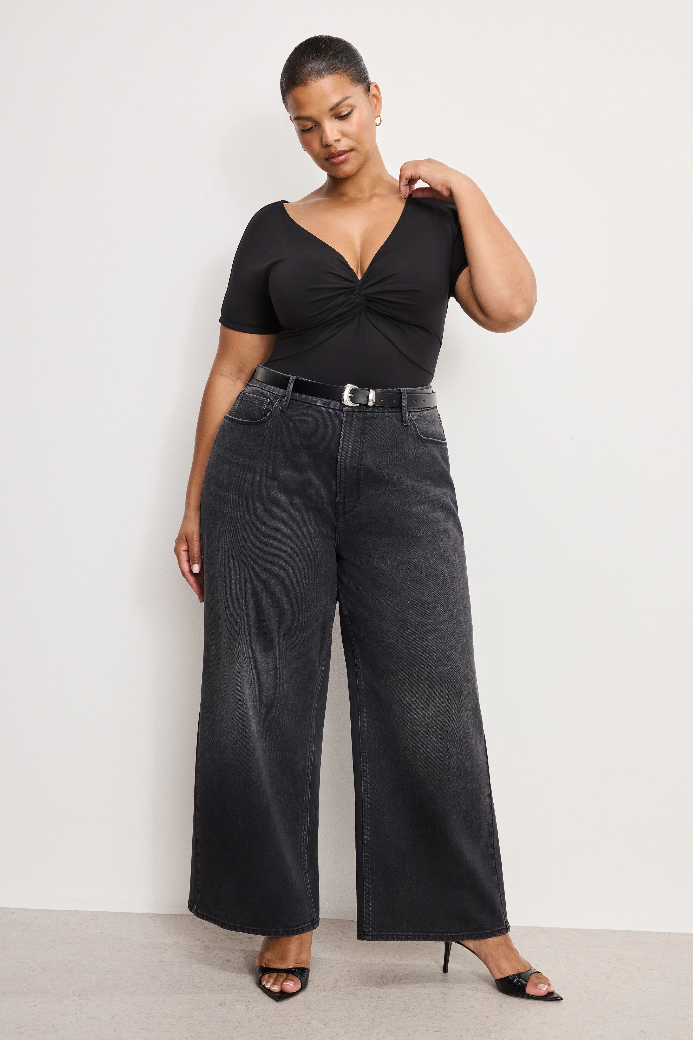 GOOD SKATE CROPPED WIDE JEANS Black407