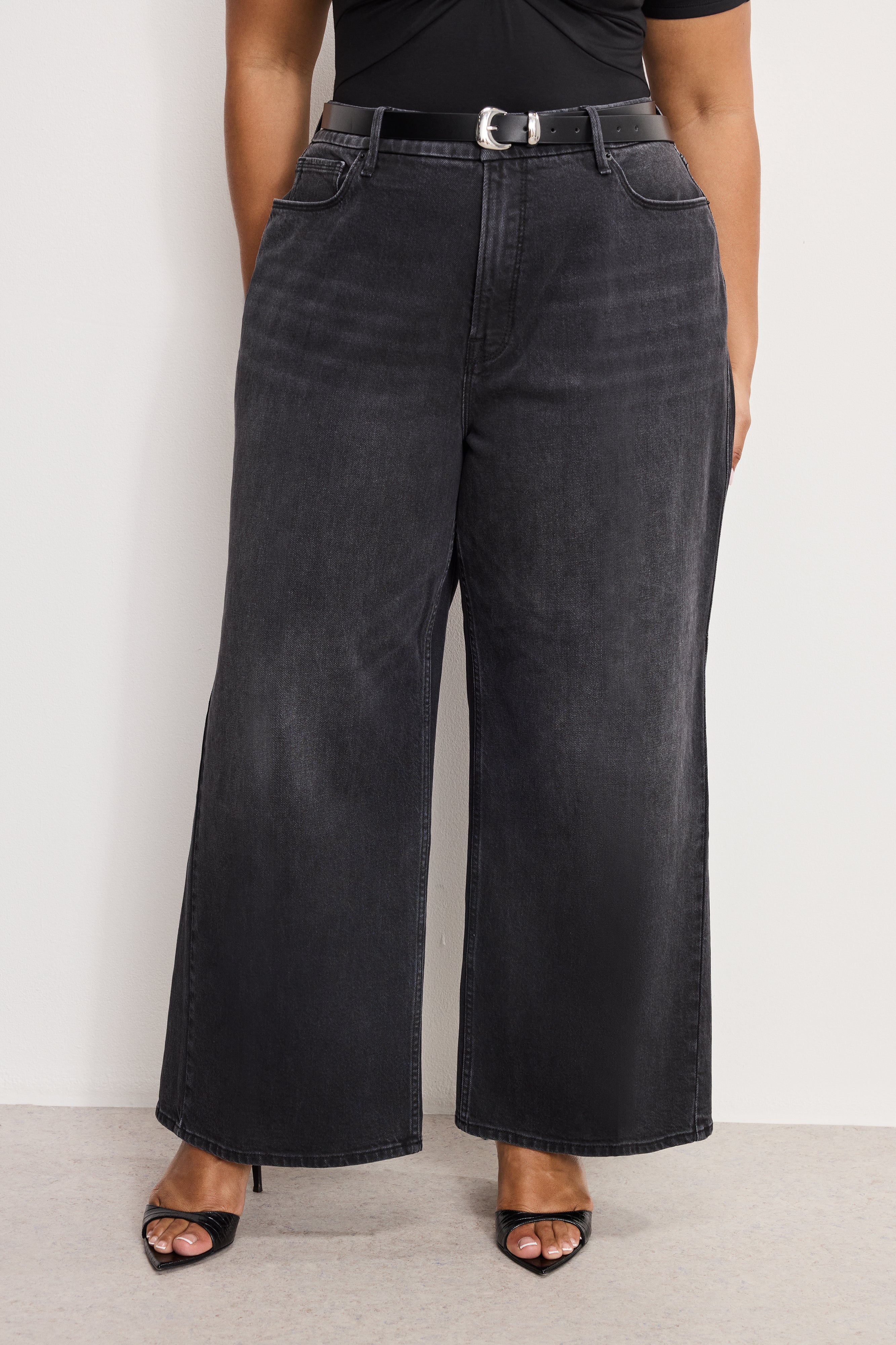 GOOD SKATE CROPPED WIDE JEANS Black407