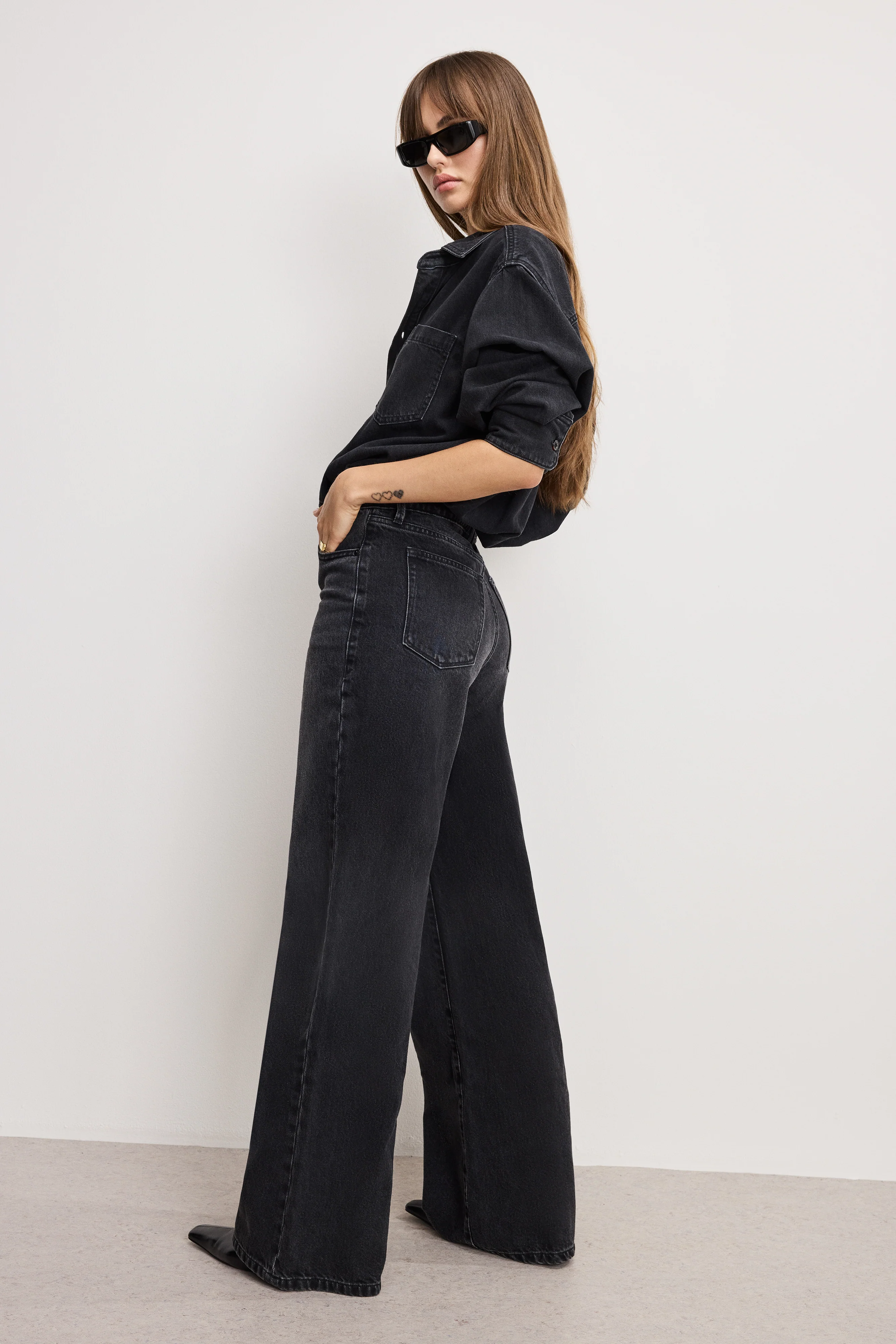 DENIM SHIRT JUMPSUIT Black389 4 DENIM SHIRT JUMPSUIT Black389