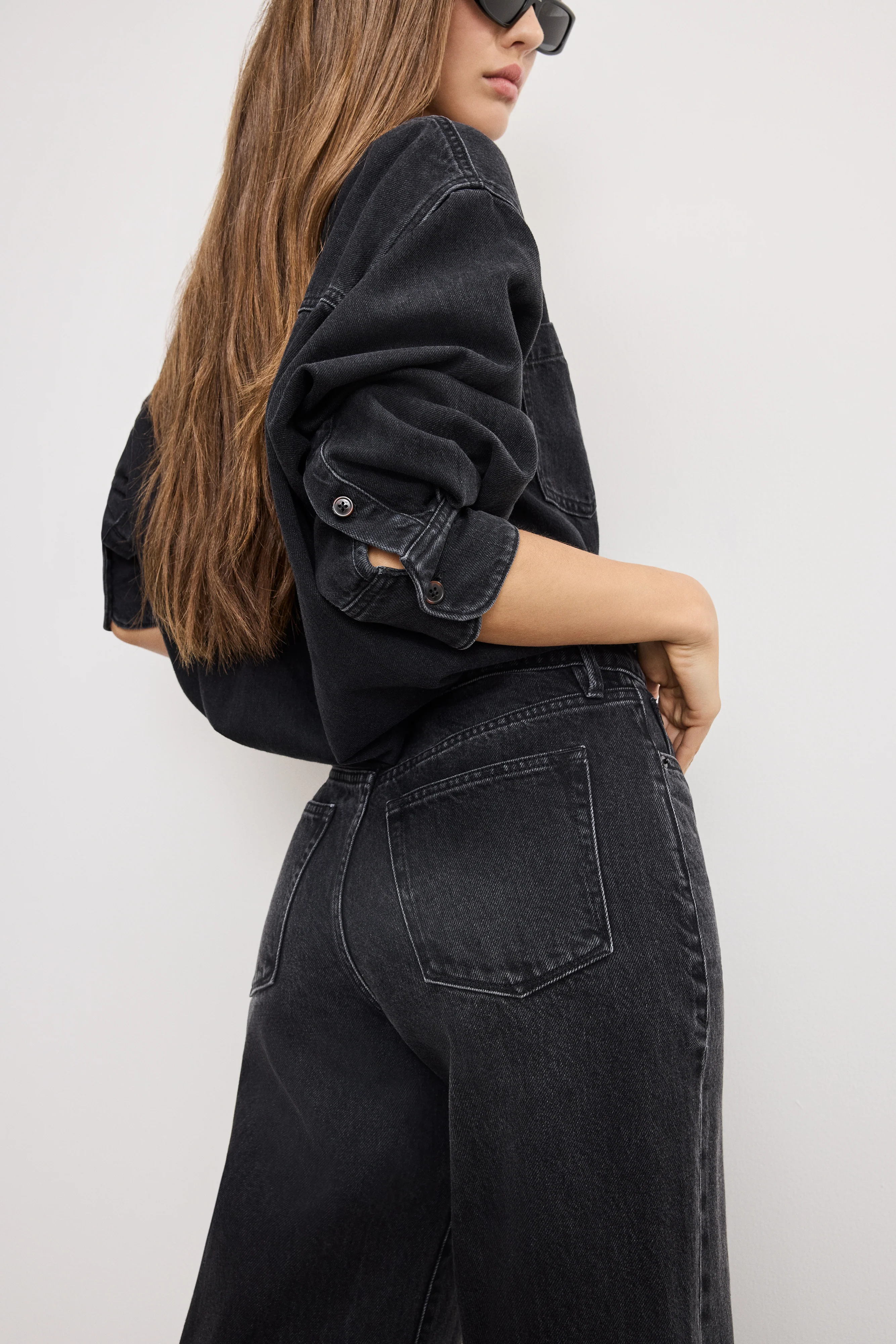 DENIM SHIRT JUMPSUIT Black389 5 DENIM SHIRT JUMPSUIT Black389