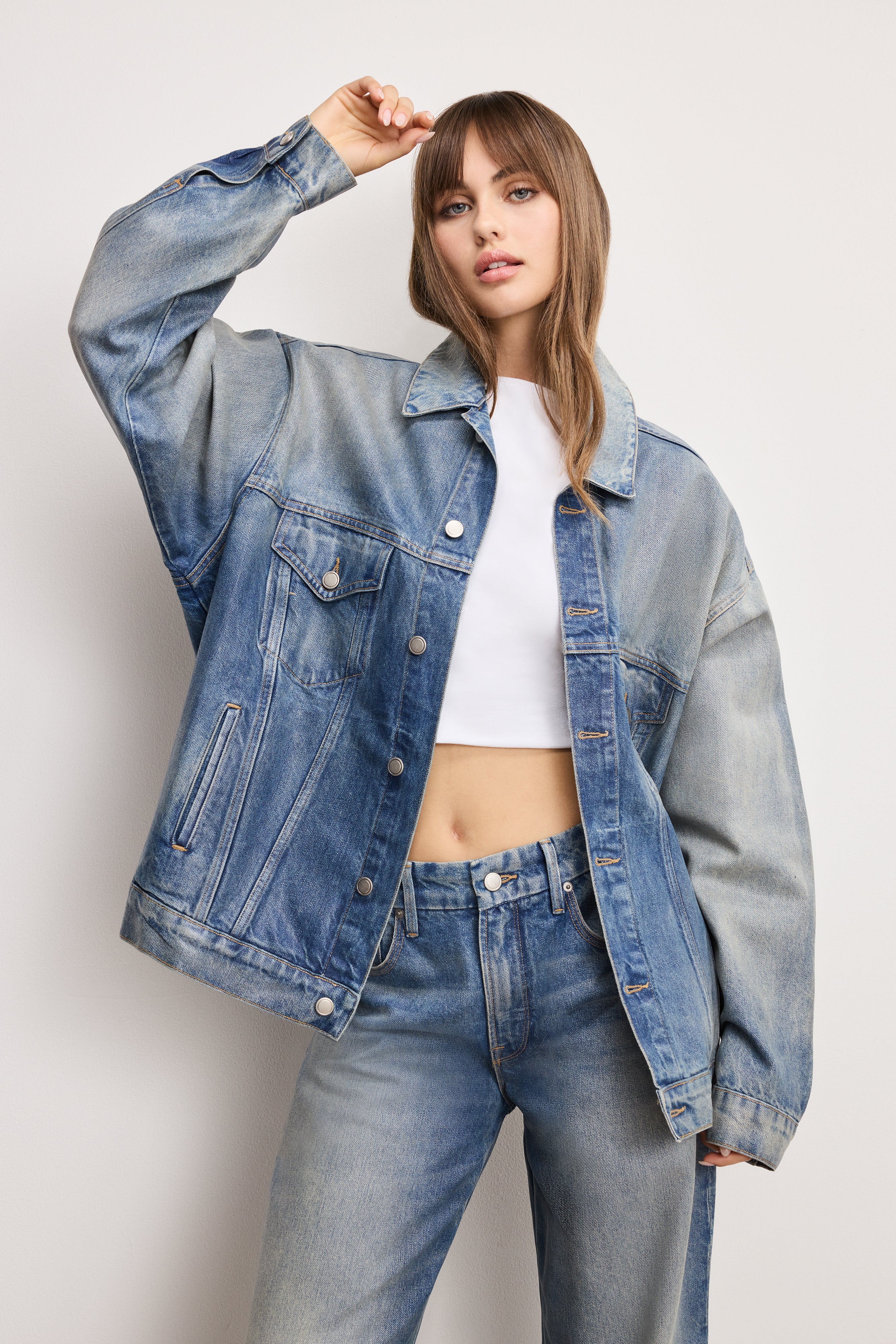 COATED OVERSIZED DENIM JACKET Indigo927 3 COATED OVERSIZED DENIM JACKET Indigo927