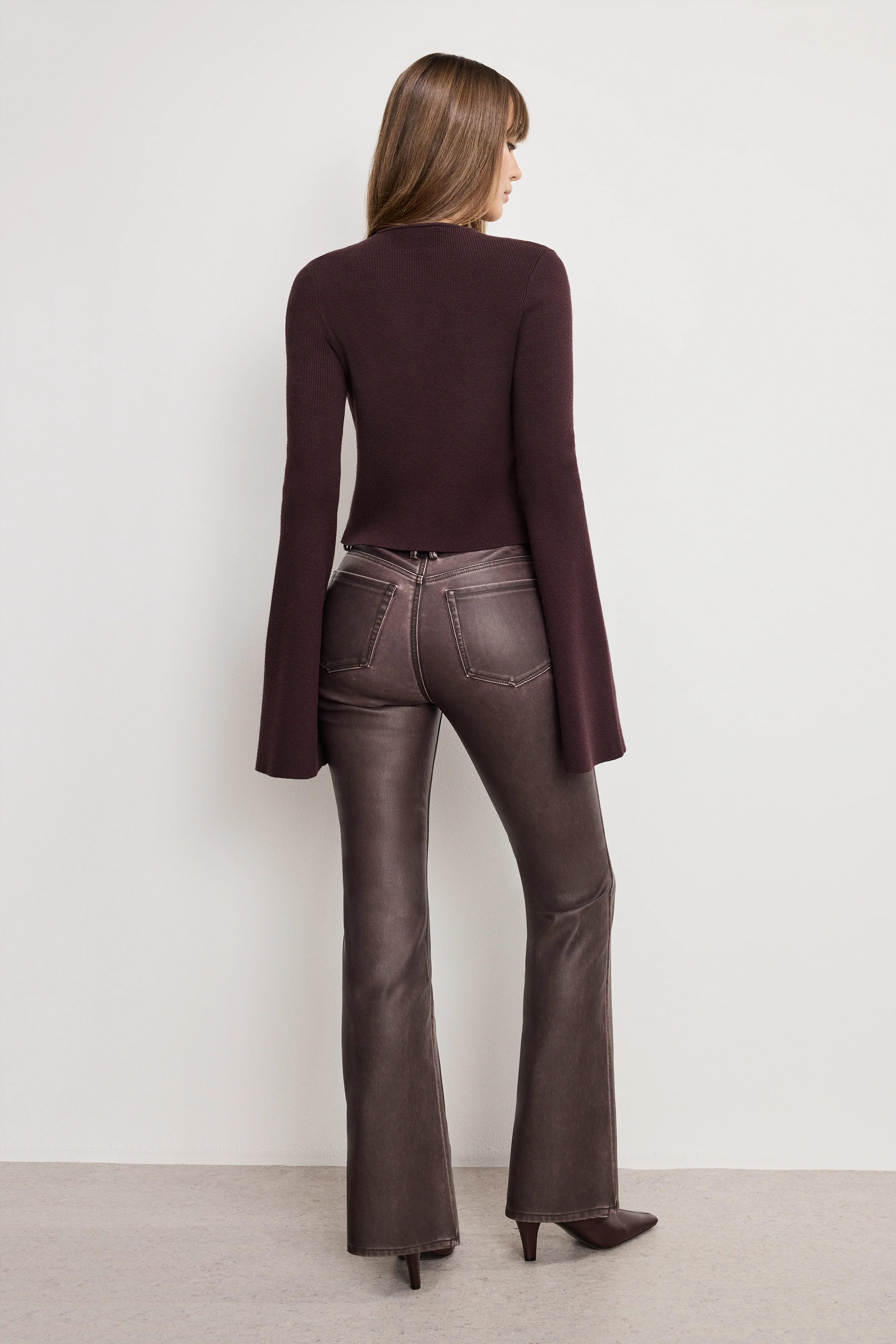 GOOD CLASSIC BOOTCUT FAUX LEATHER PANTS Vamp001
