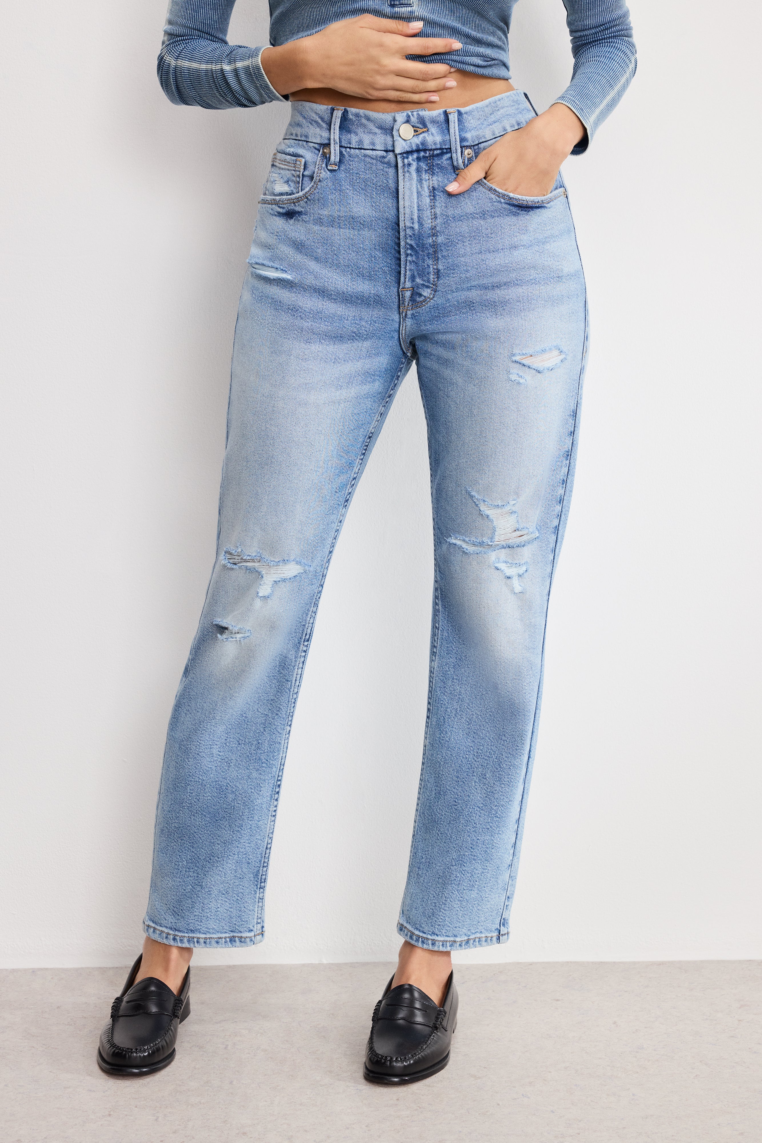 GOOD ICON STRAIGHT ANKLE JEANS Indigo1078