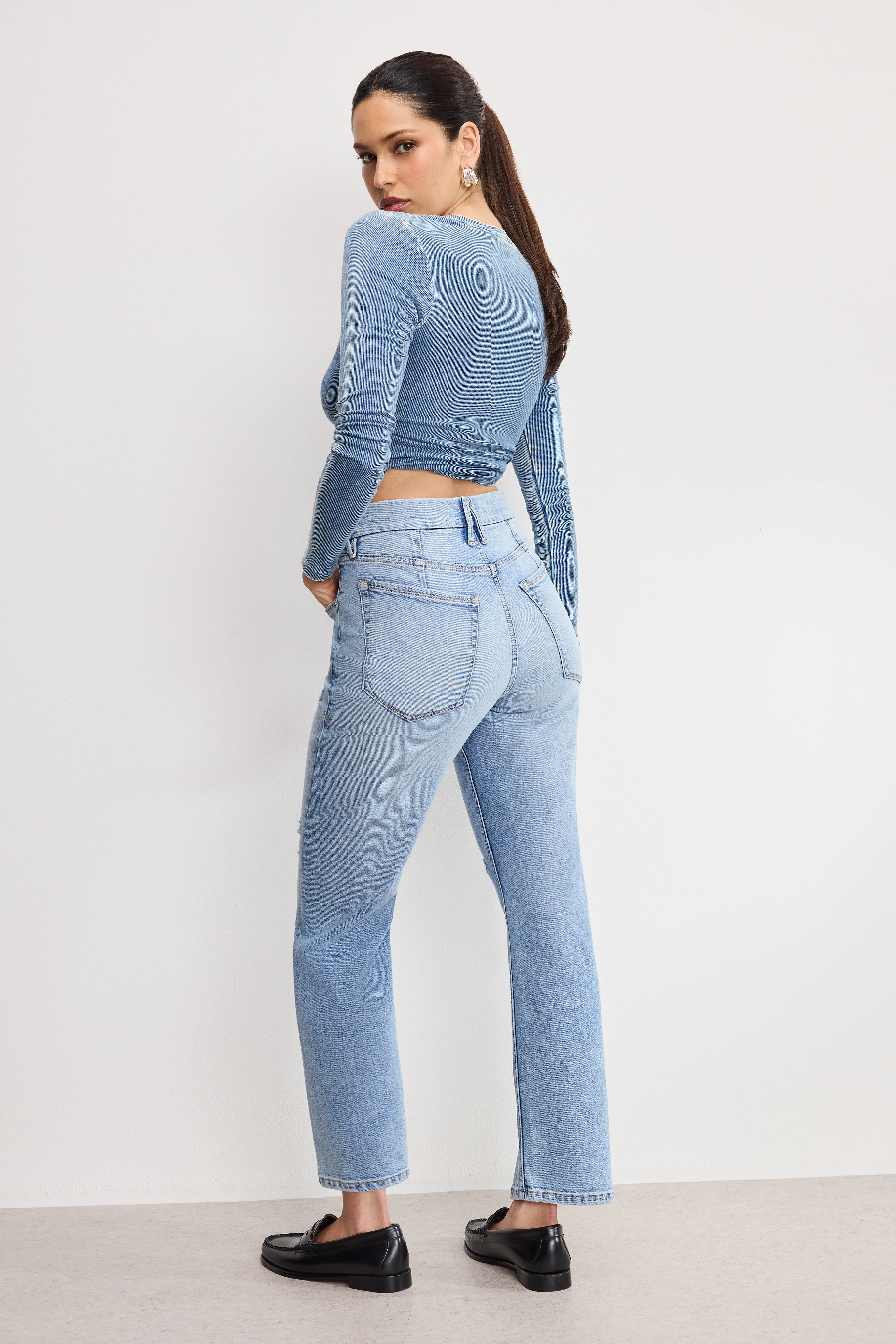 GOOD ICON STRAIGHT ANKLE JEANS Indigo1078